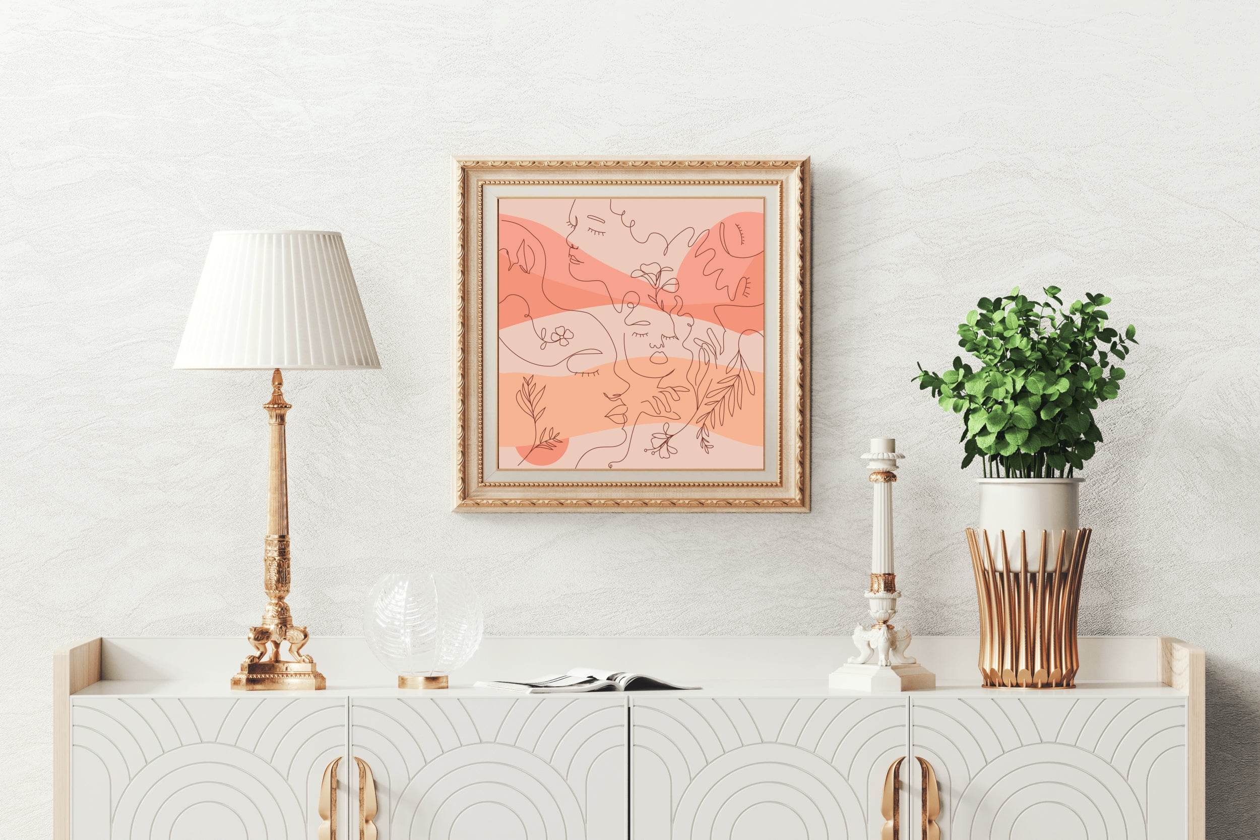 Floral Female Faces Wall Art - beink online art store