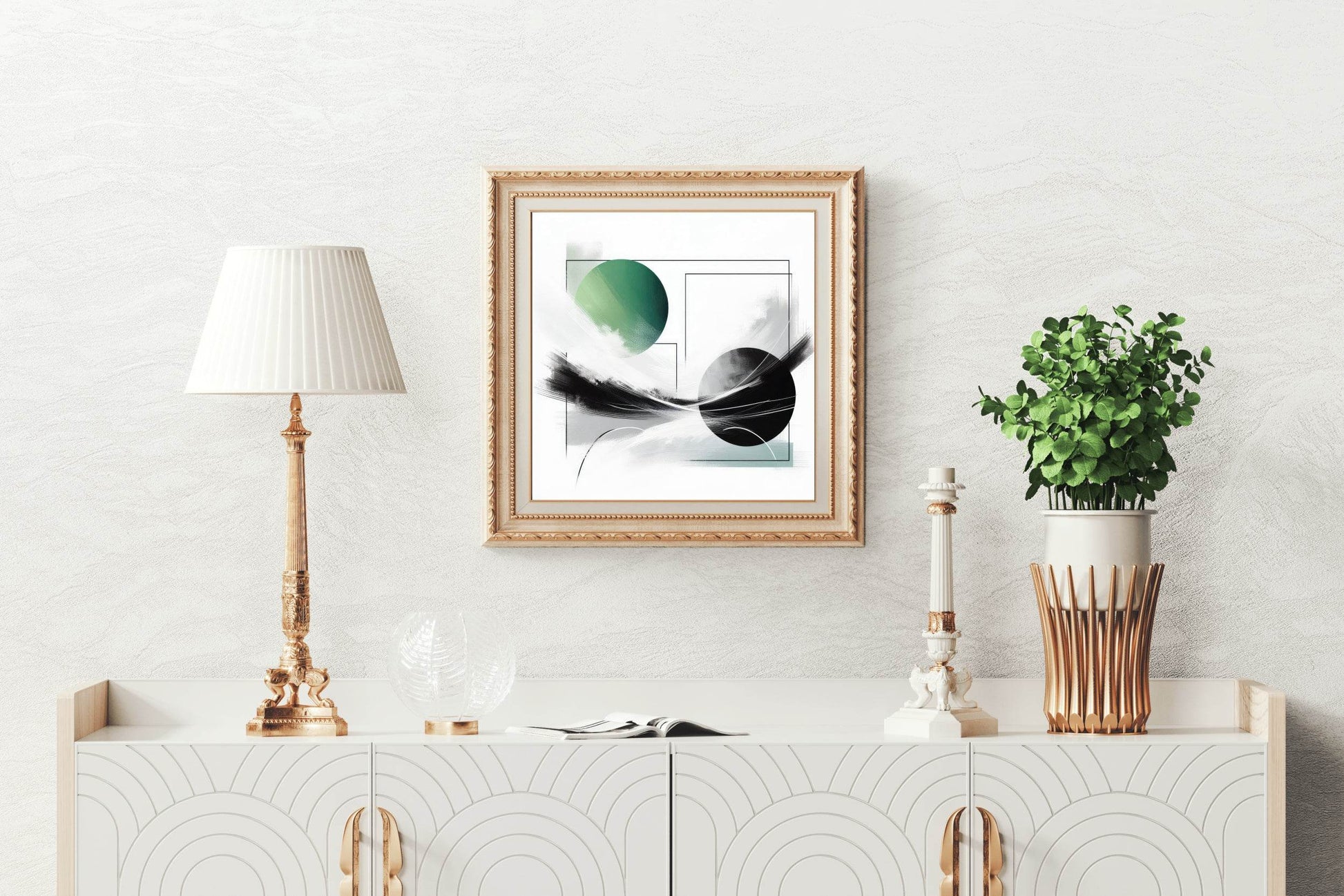 Green and Black Symmetry Abstract Wall Art - beink online art store