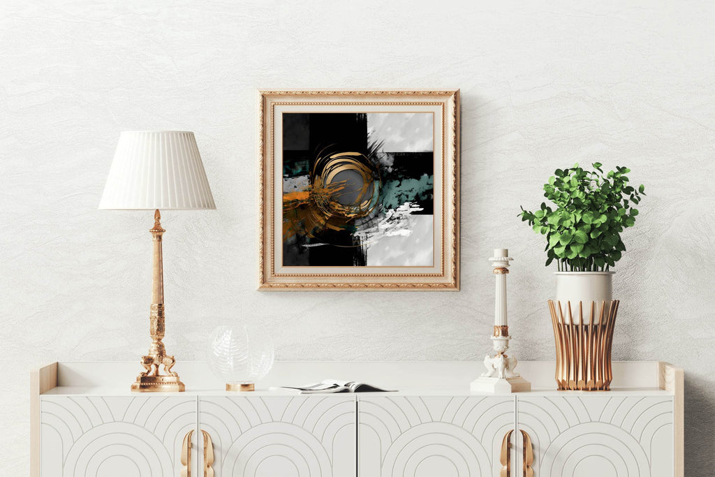 Round Strokes With Square Background Abstract Wall Art - beink online art store