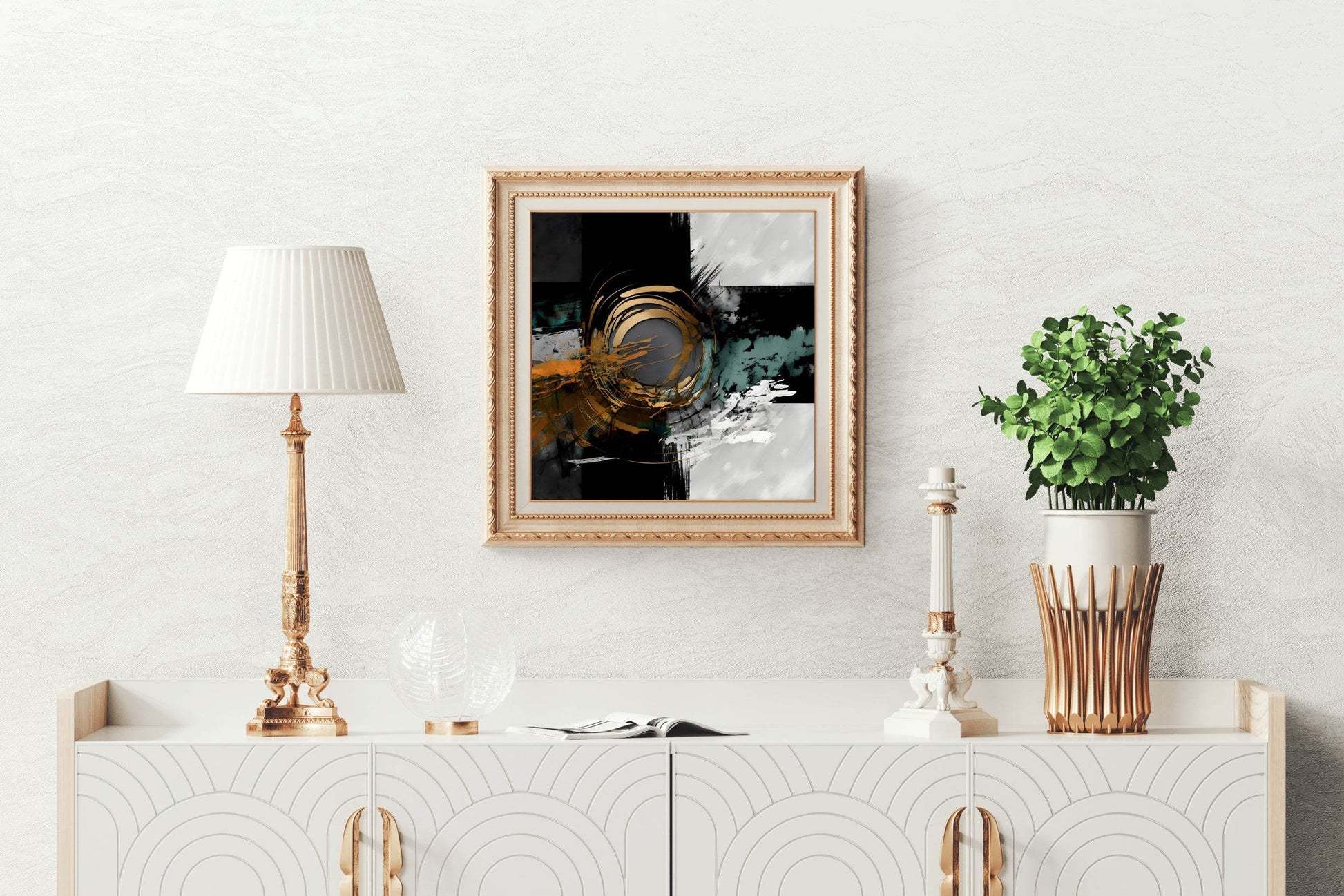 Round Strokes With Square Background Abstract Wall Art - beink online art store