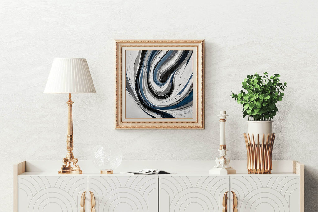 Black and White Swirl Abstract Wall Art - beink online art store