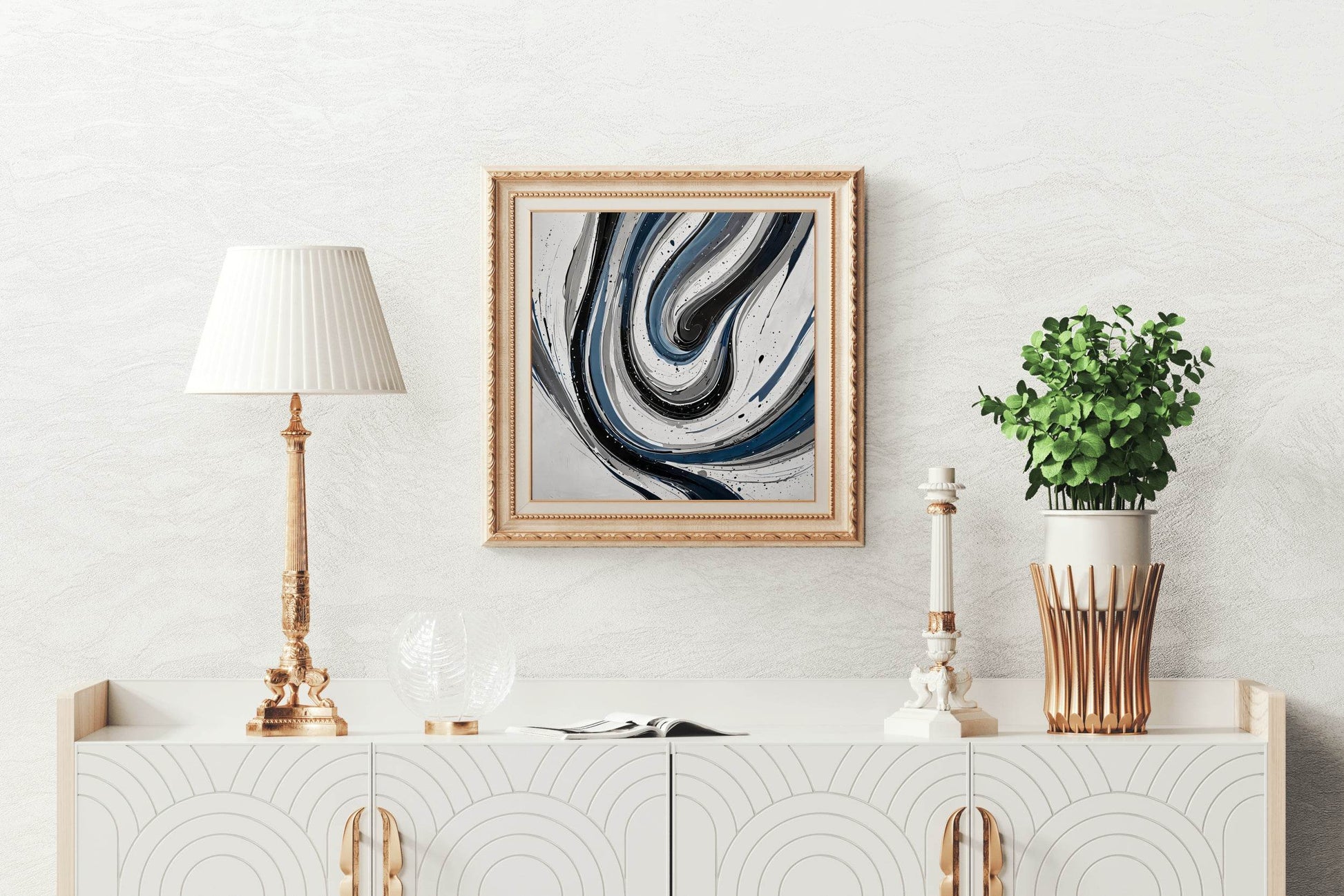 Black and White Swirl Abstract Wall Art - beink online art store