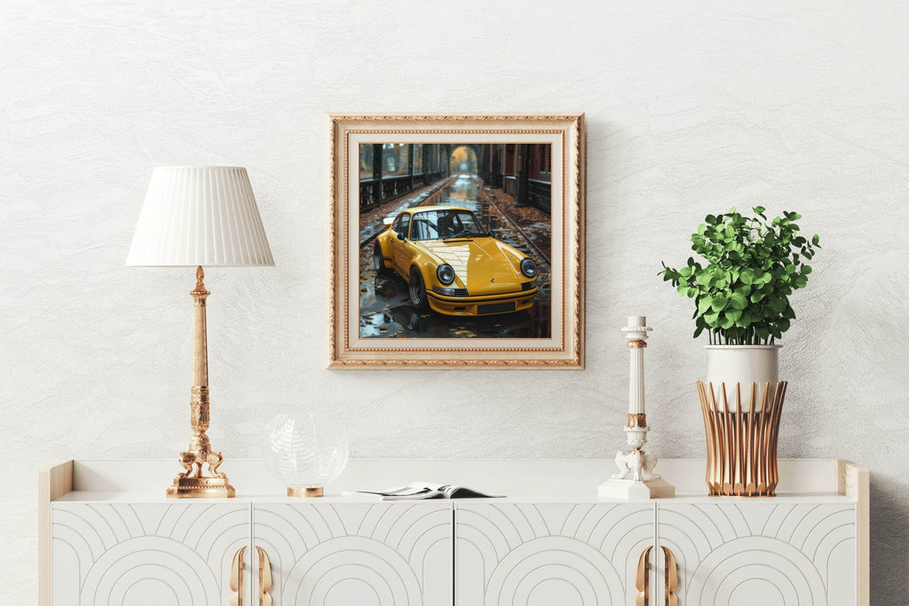 Porsche 911S Carrera Yellow Wall Art - beink online art store