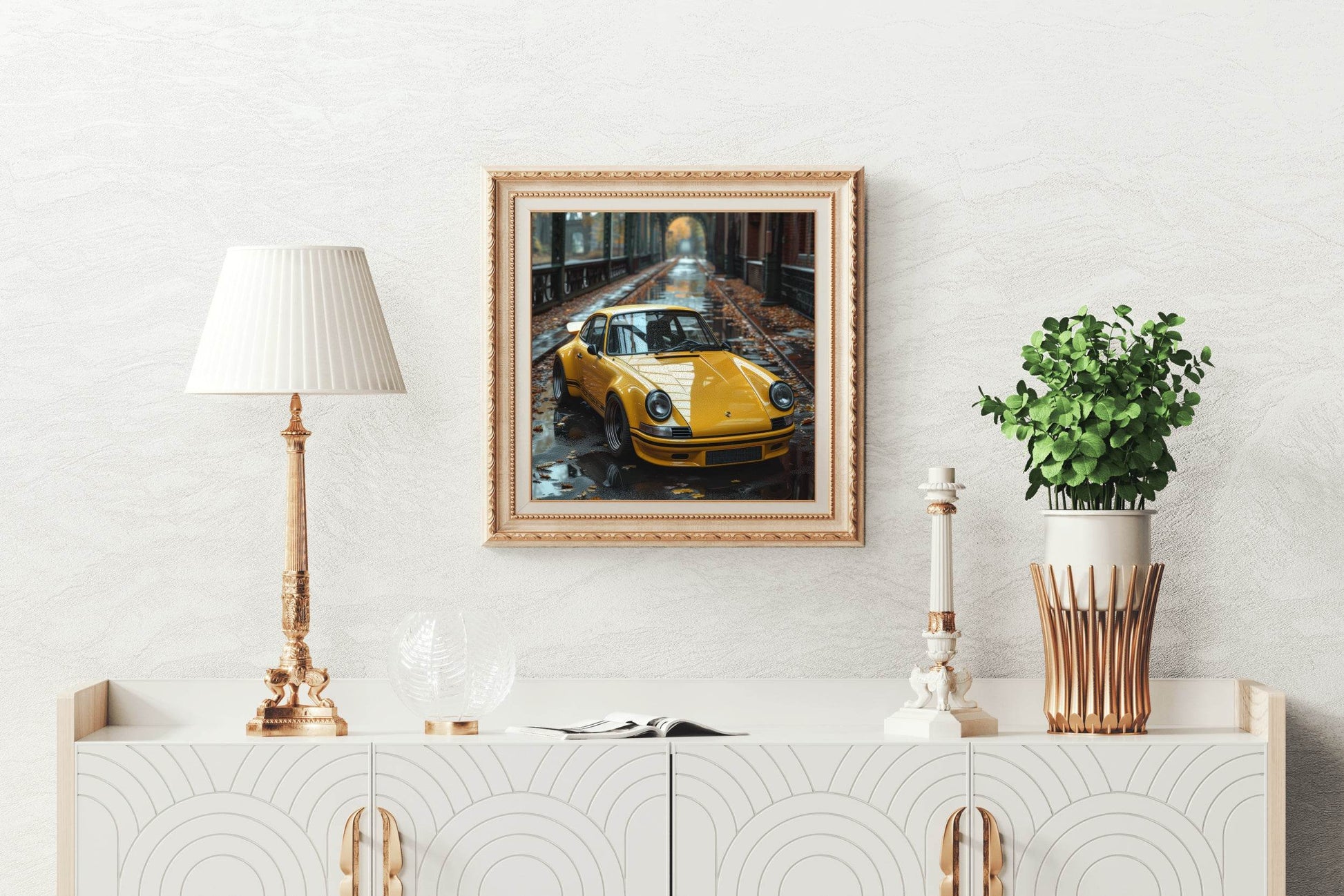 Porsche 911S Carrera Yellow Wall Art - beink online art store