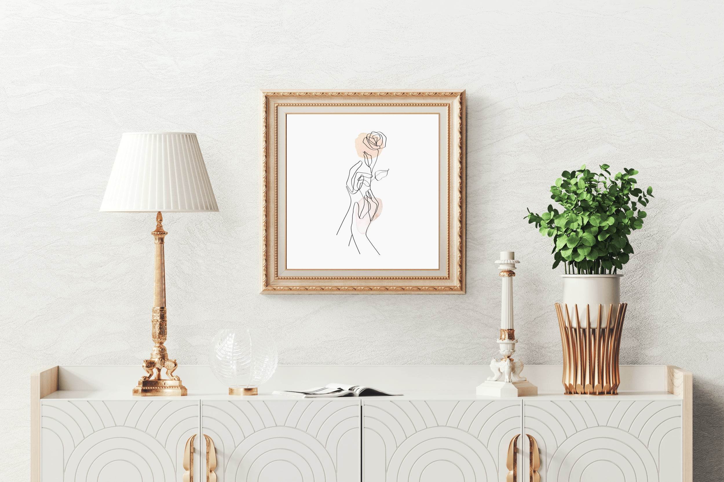 English Rose Flower Branch in Hand Wall Art - beink online art store