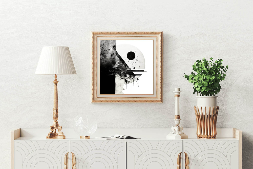 Black and White Geometric Shape Abstract Wall Art - beink online art store