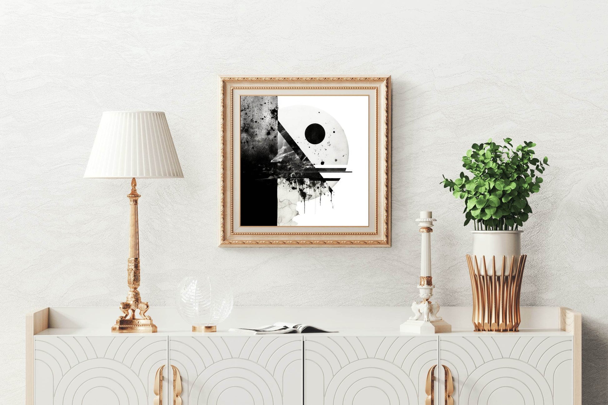 Black and White Geometric Shape Abstract Wall Art - beink online art store