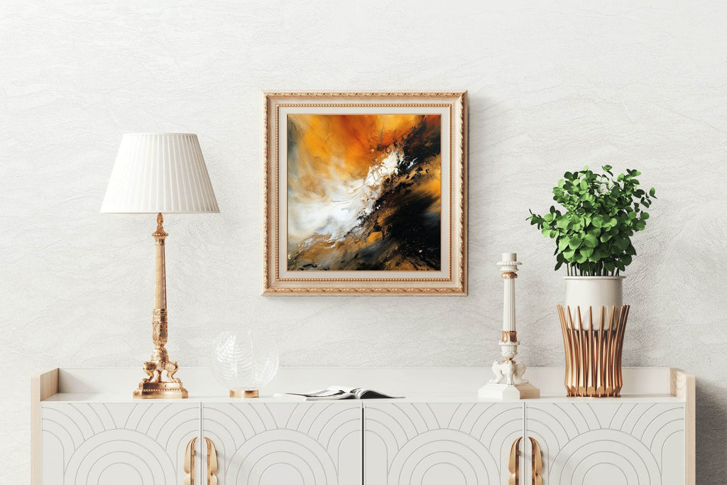 Orange and Black Background Abstract Wall Art - beink online art store