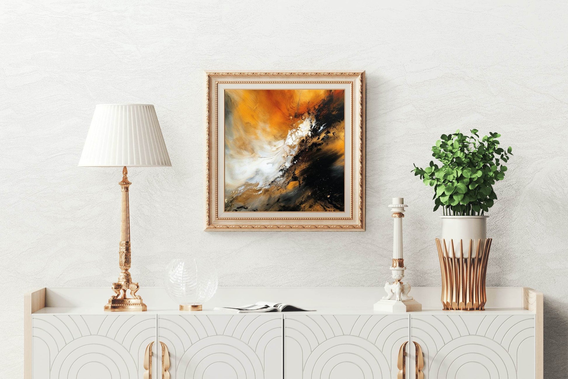 Orange and Black Background Abstract Wall Art - beink online art store