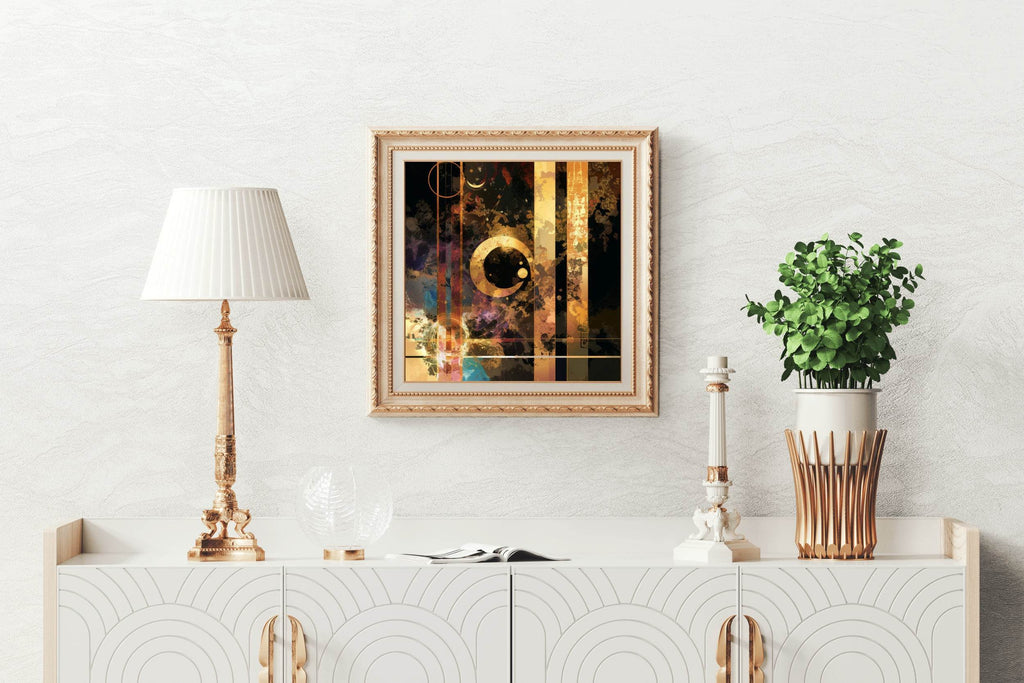 Moon Shape Yellow and Black Abstract Wall Art - beink online art store