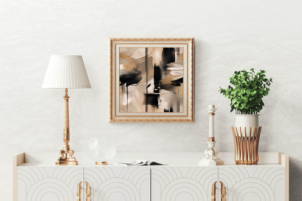 Gold Wave Brush Strokes Abstract Wall Art - beink online art store