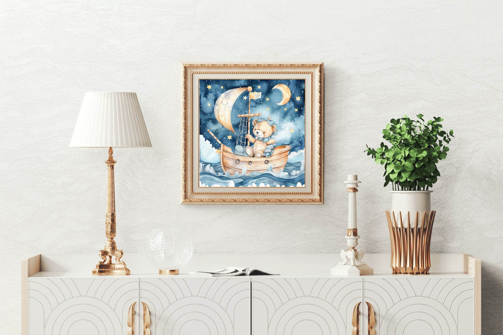Painting of Teddy Bear Sailing in a Boat - beink online art store