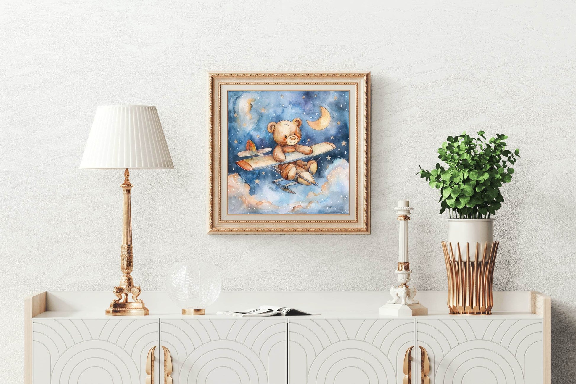 Close Up of a Teddy Bear Sitting on a Plane - beink online art store