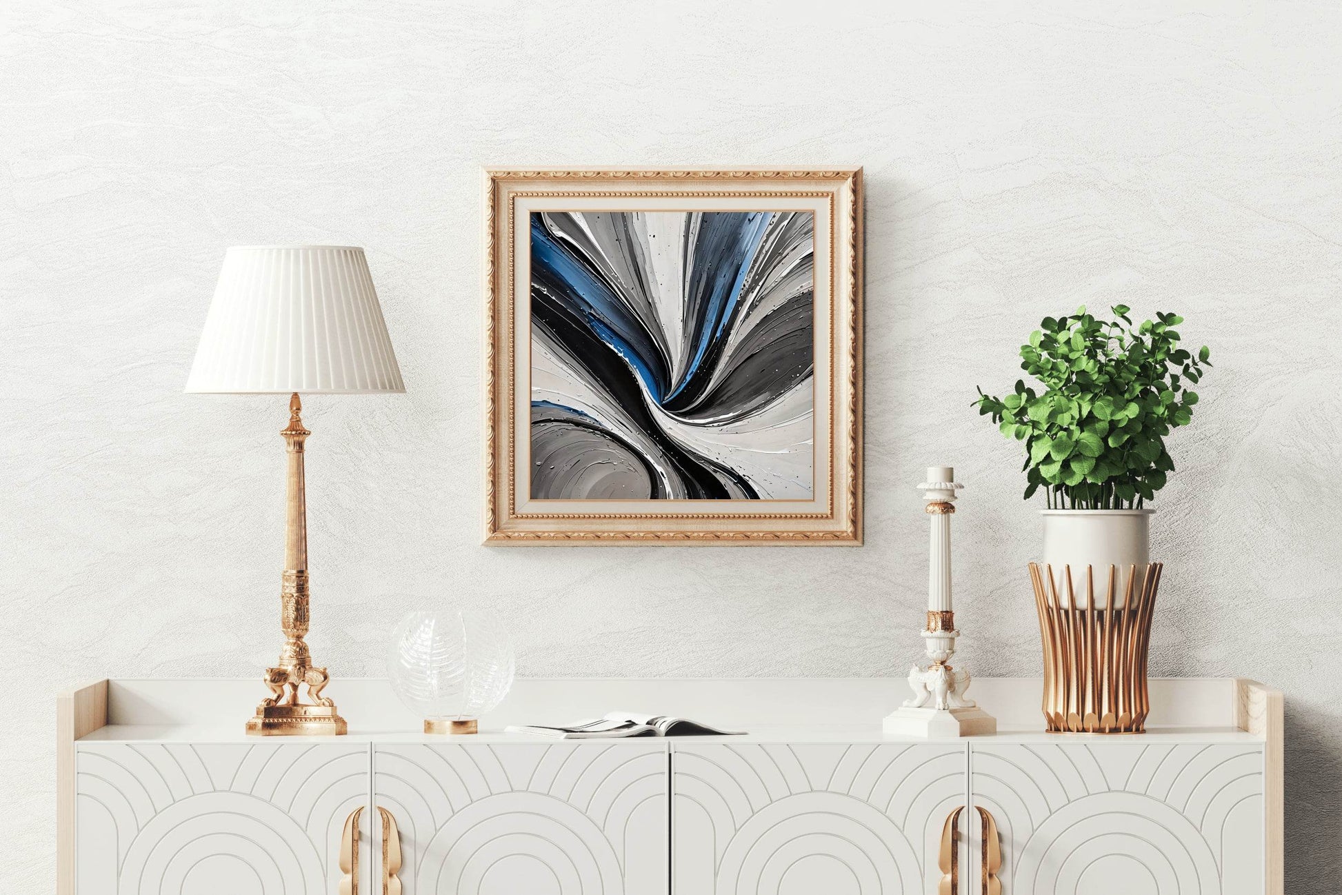 Black Paint Brush Strokes Abstract Wall Art - beink online art store