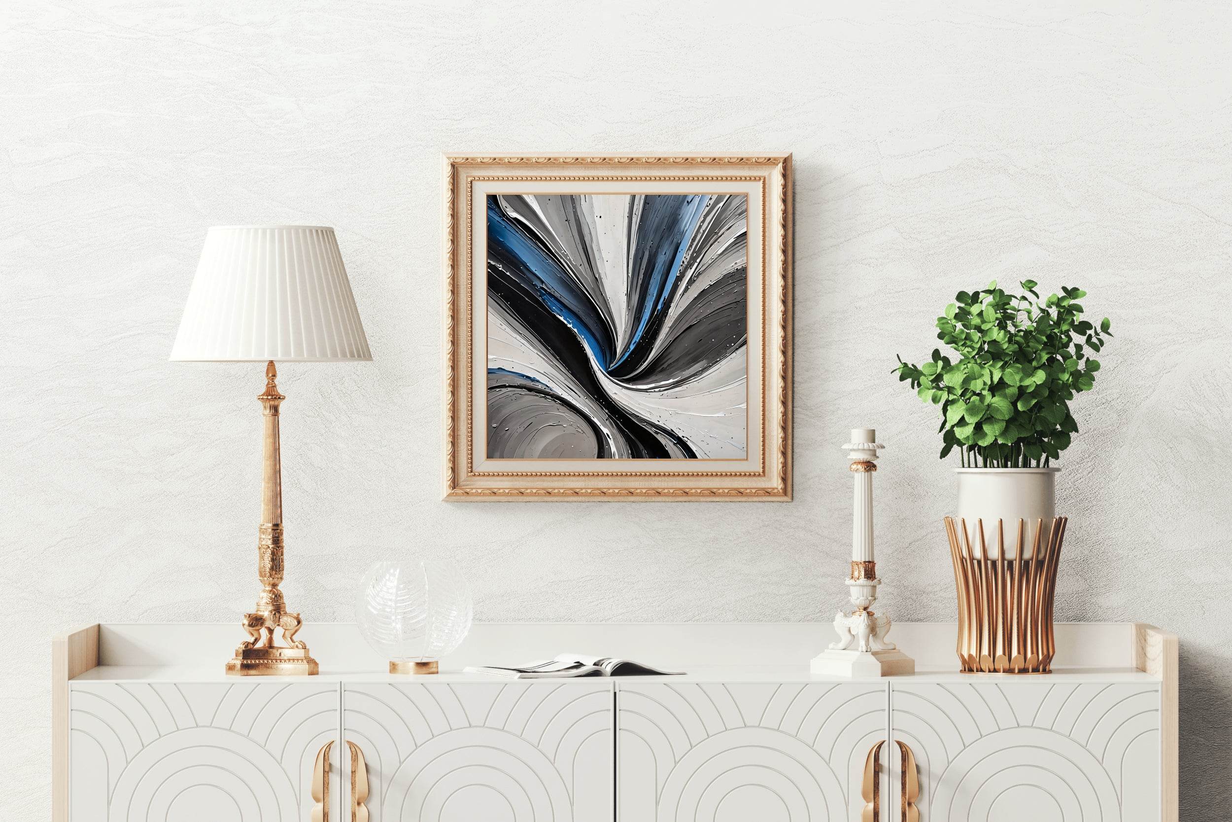 Black Paint Brush Strokes Abstract Wall Art - beink online art store