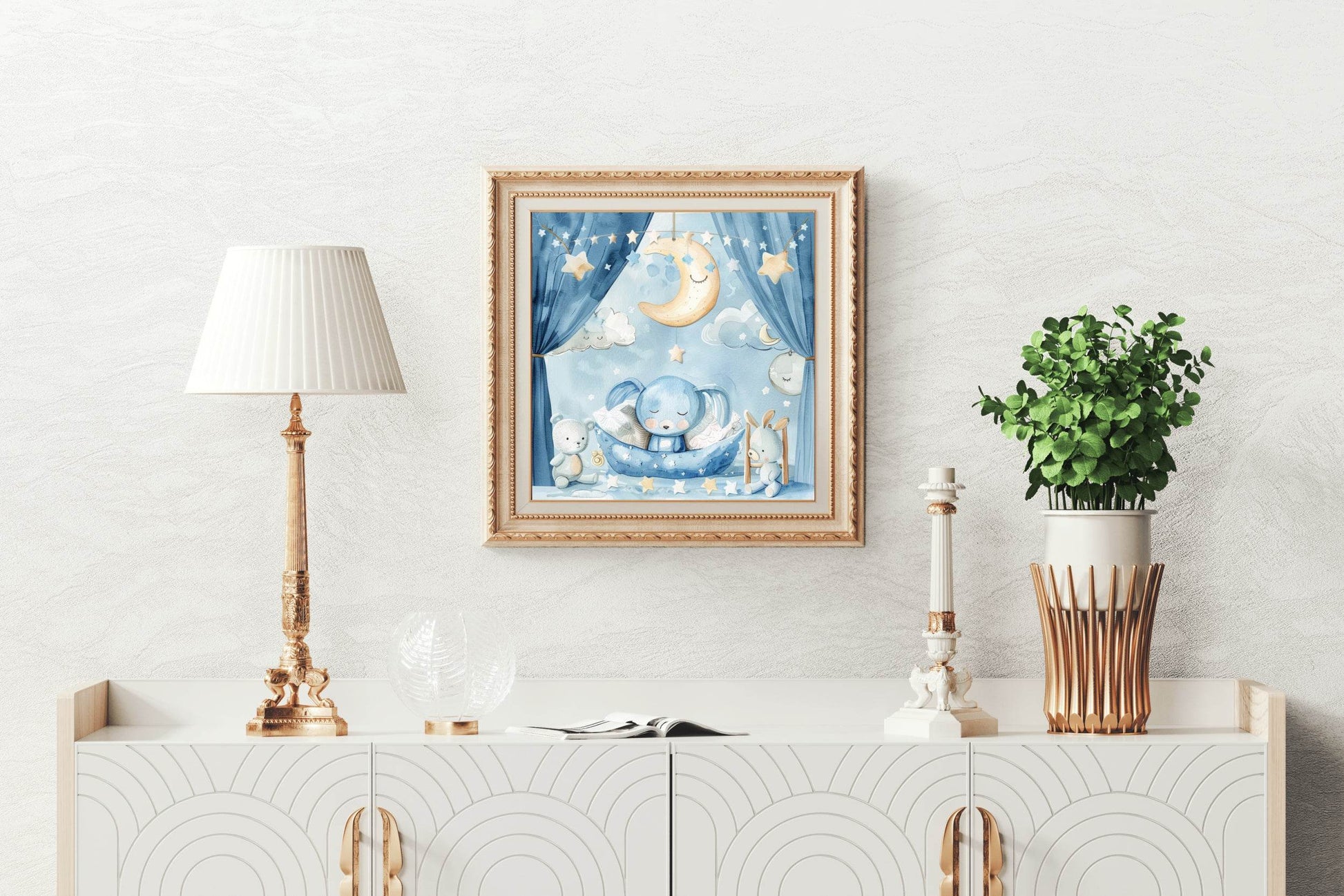 Watercolor Sleeping Bunny Illustration Wall Art - beink online art store