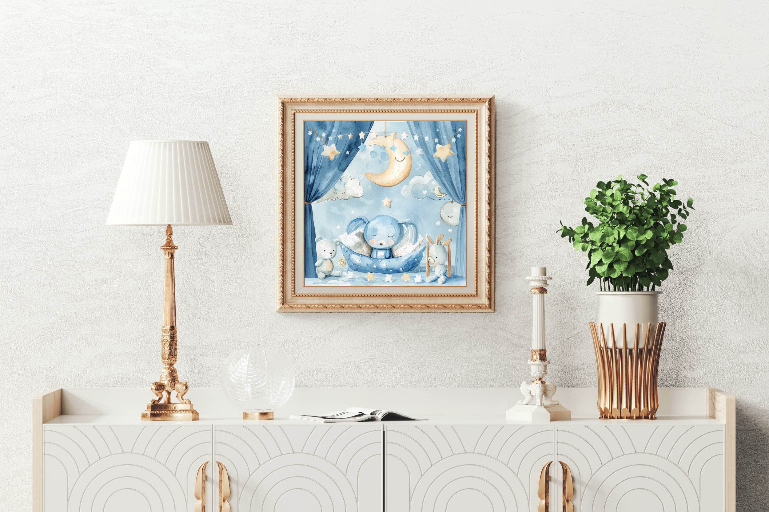 Watercolor Sleeping Bunny Illustration Wall Art - beink online art store