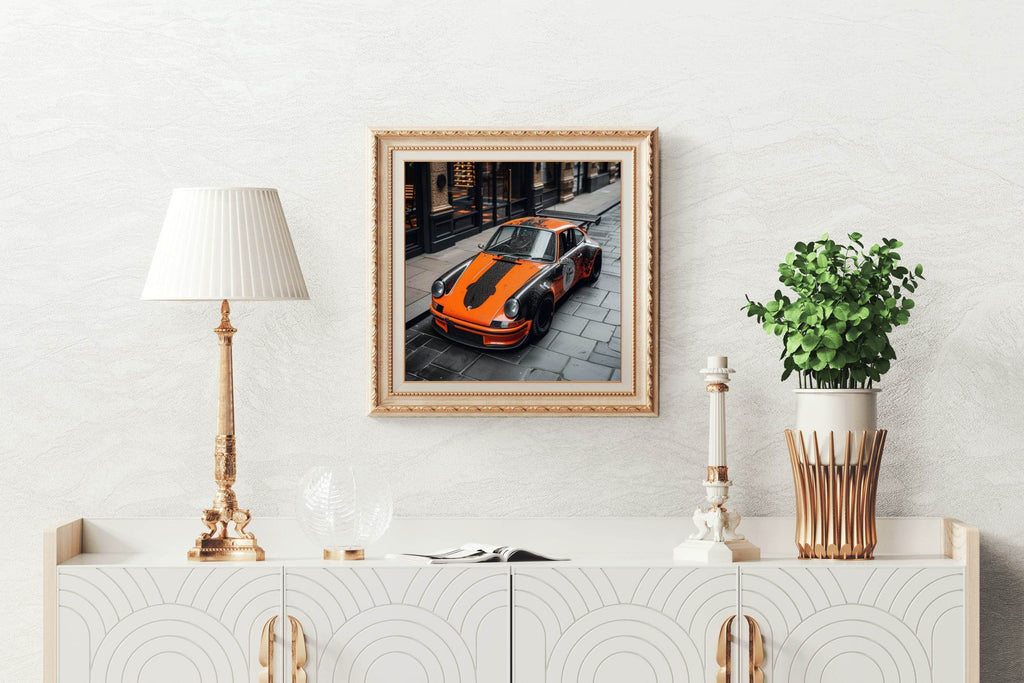 Black and Orange Porsche Wall Art - beink online art store