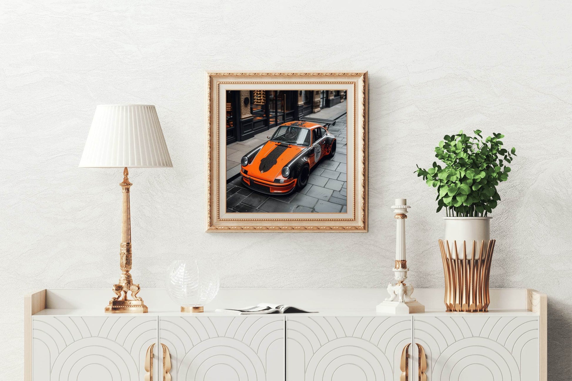 Black and Orange Porsche Wall Art - beink online art store