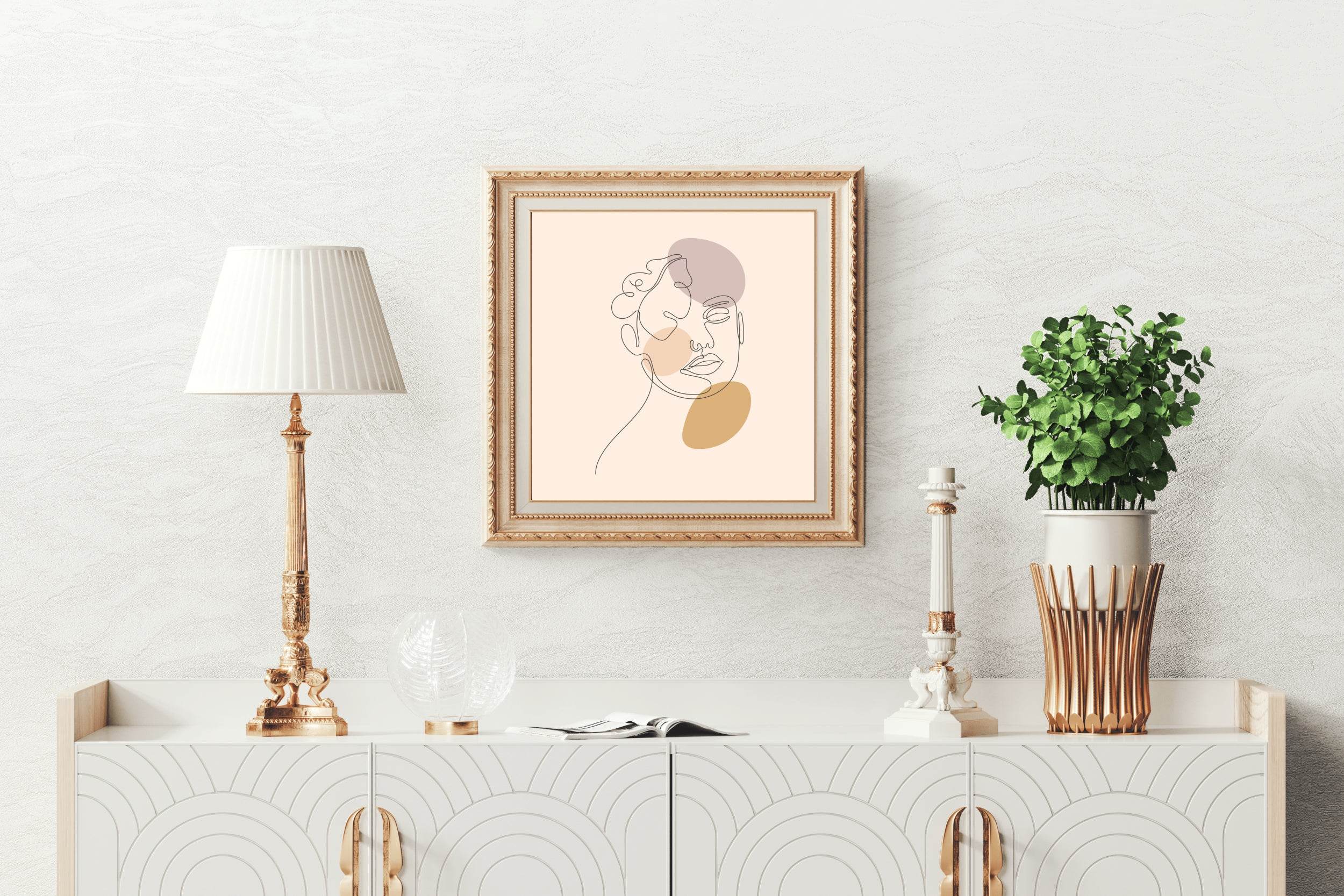 Woman Face With Flower Line Art - beink online art store