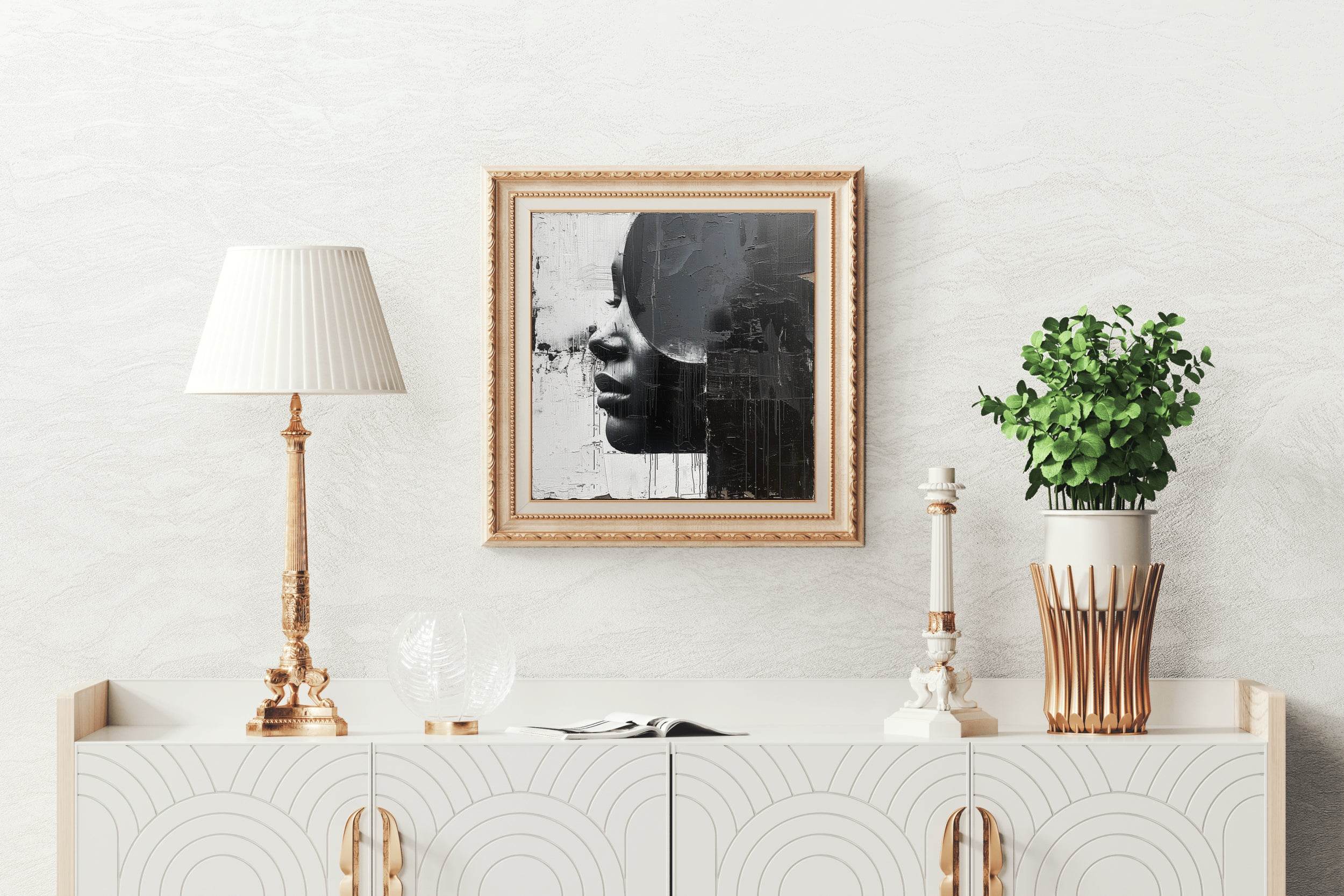 Striking Monochrome Lady Portrait Wall Art - beink online art store