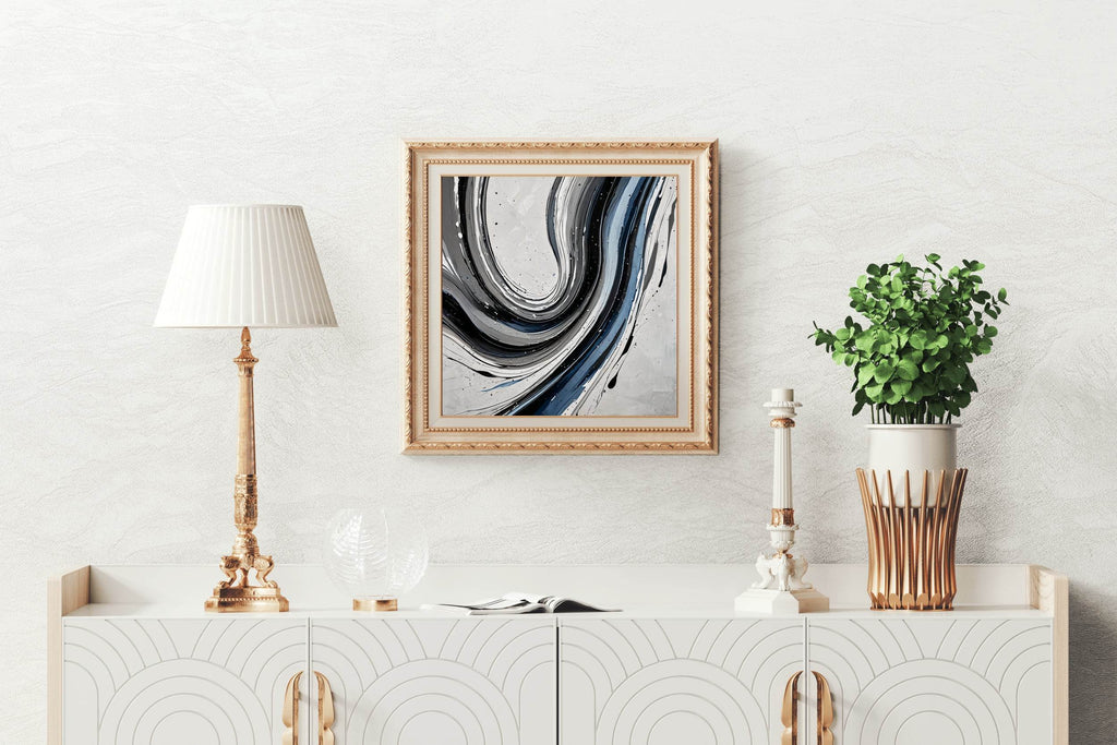 Black and White Swirl Abstract Wall Art - beink online art store