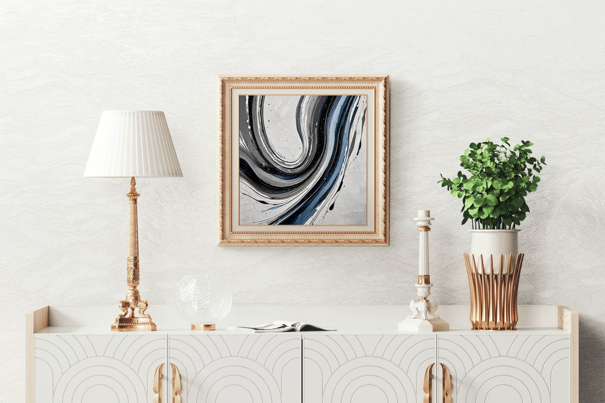 Black and White Swirl Abstract Wall Art - beink online art store