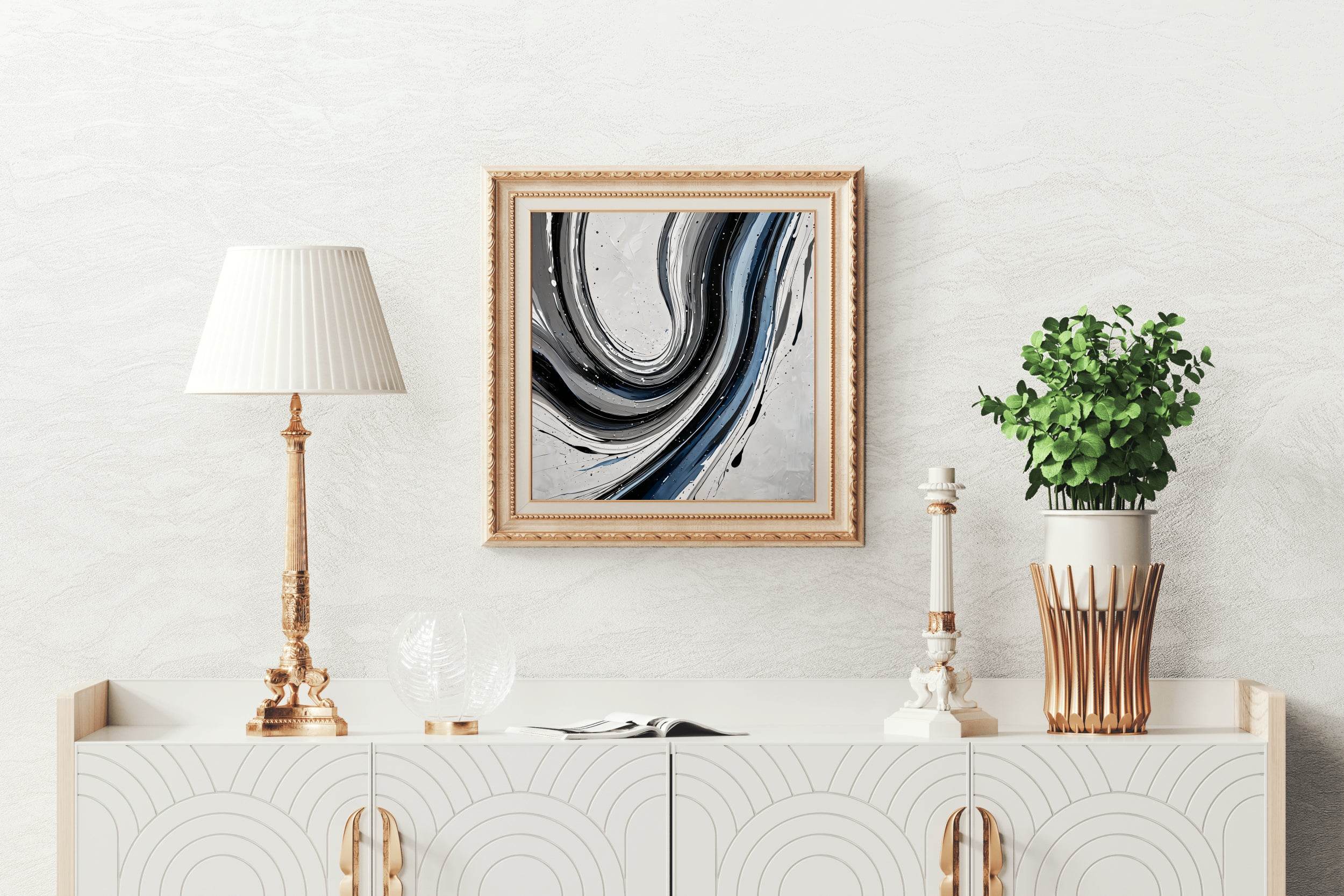 Black and White Swirl Abstract Wall Art - beink online art store