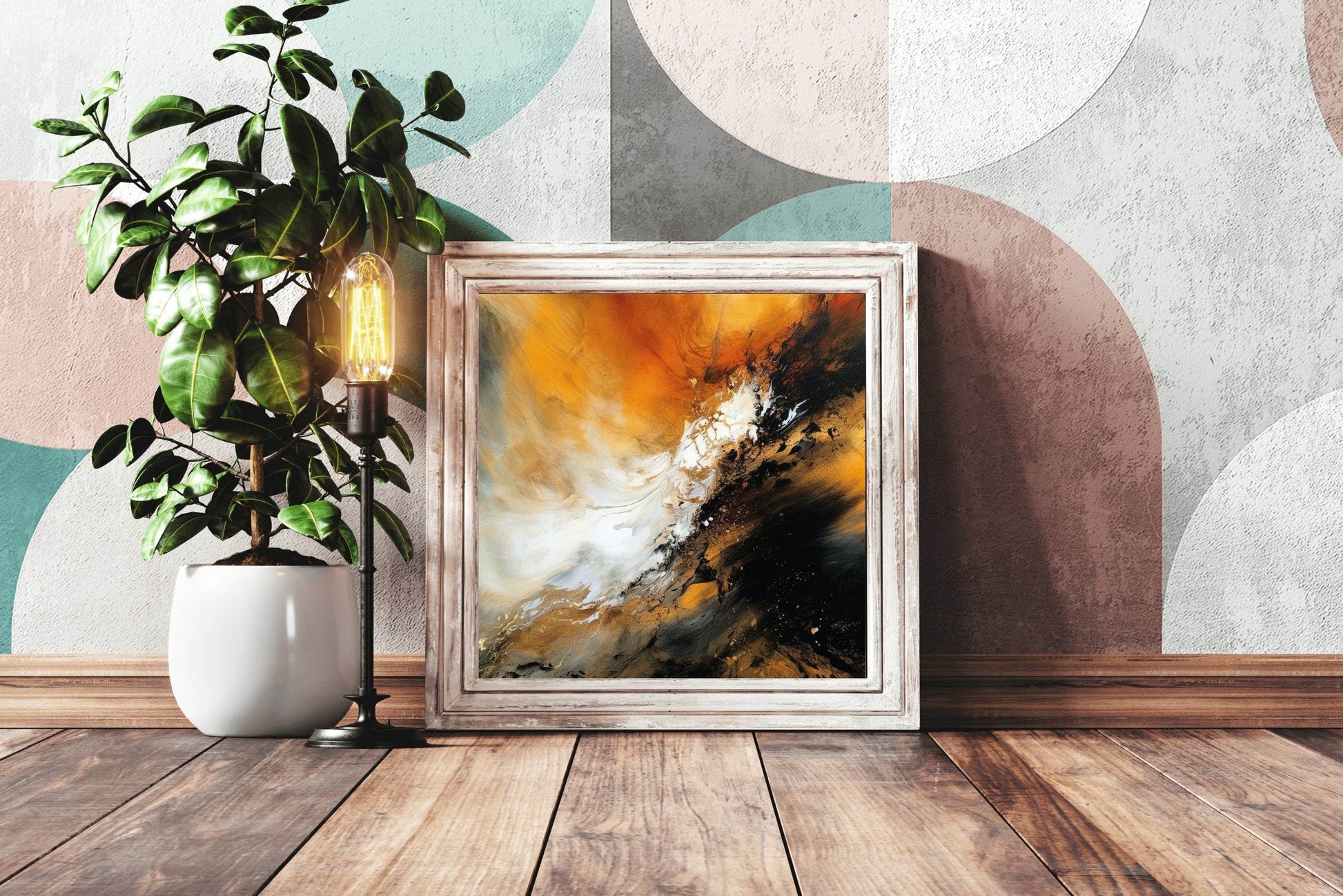 Orange and Black Background Abstract Wall Art - beink online art store