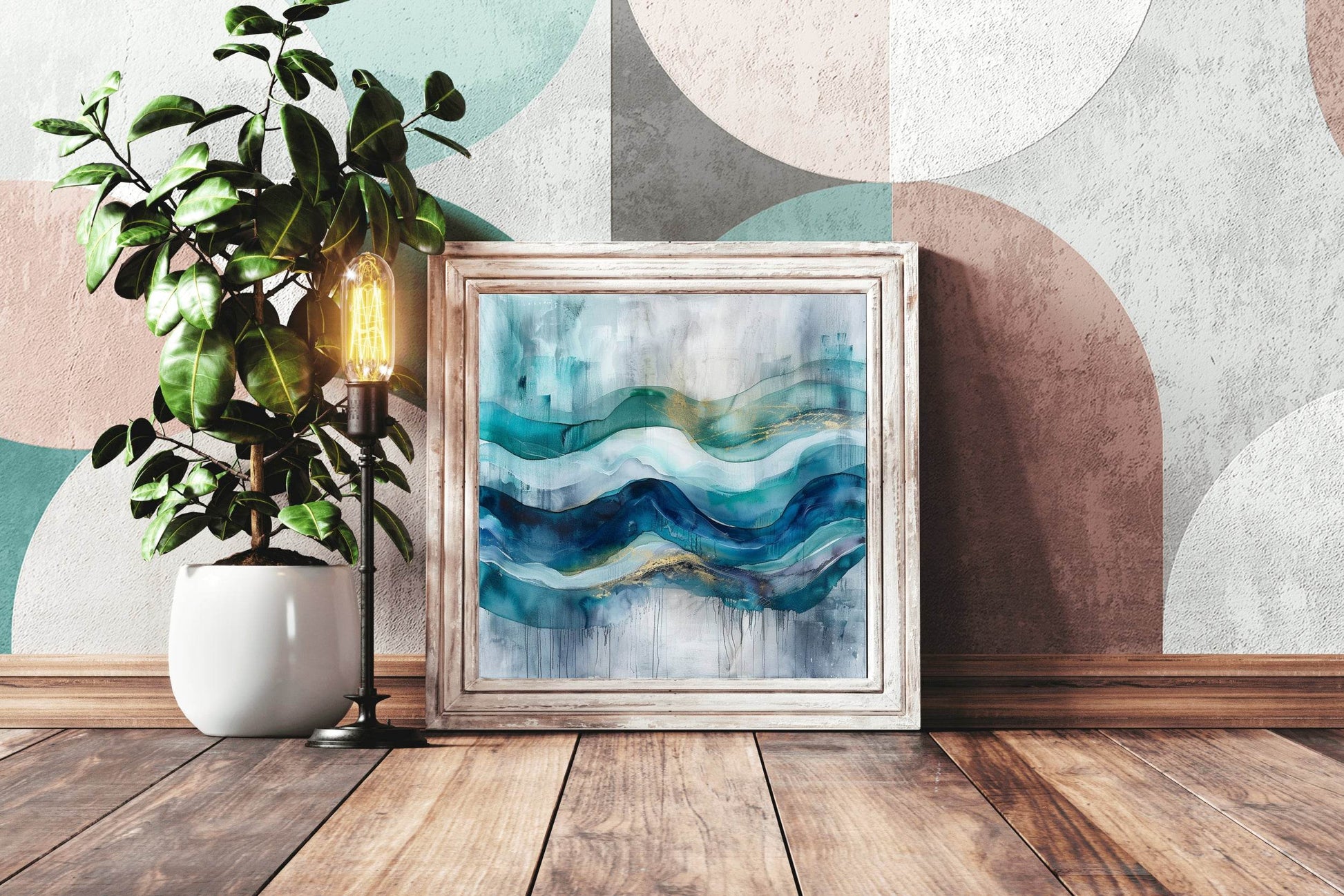 Blue Mountain Brush Strokes Abstract Wall Art - beink online art store