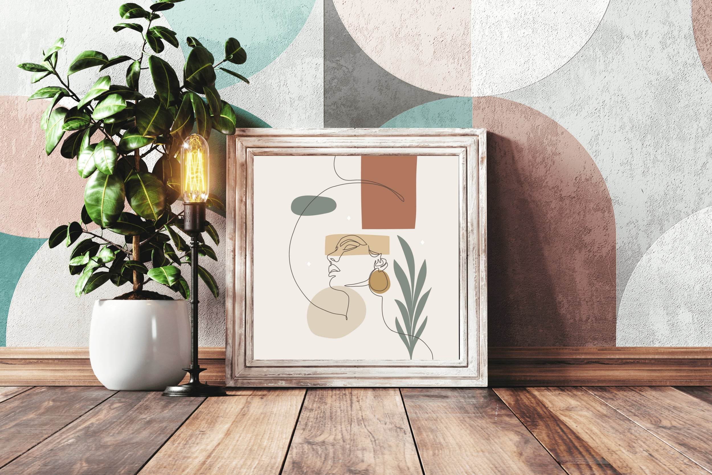 Olive Leaf Woman Face Wall Art - beink online art store