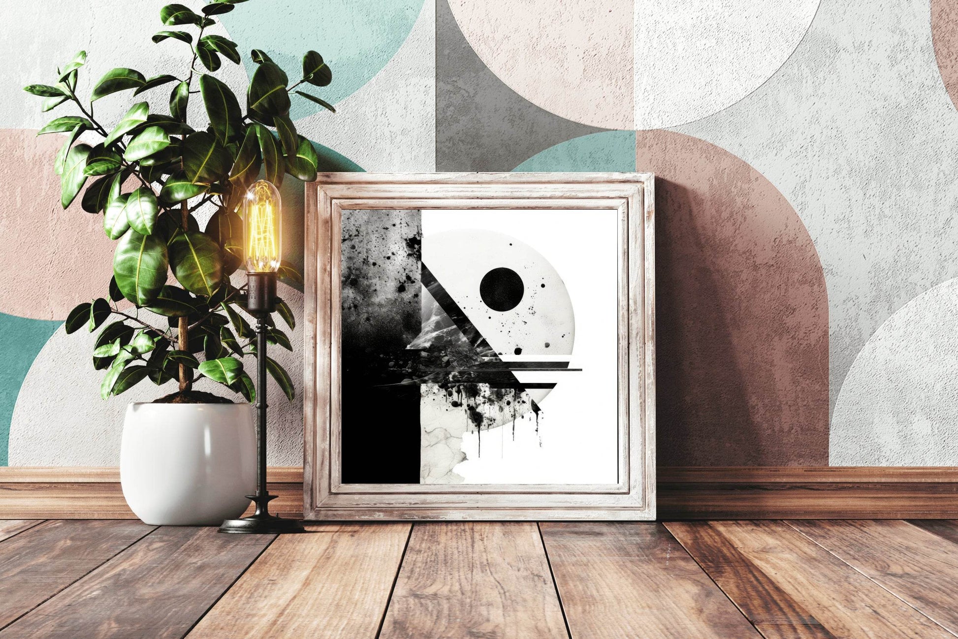 Black and White Geometric Shape Abstract Wall Art - beink online art store