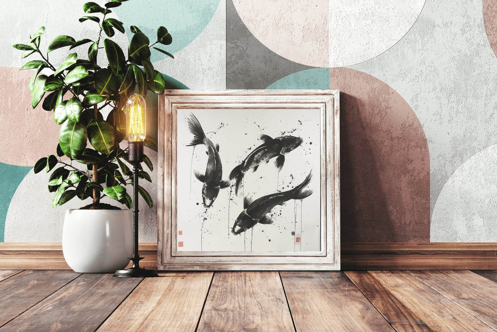 Three Koi Fish Painting Wall Art - beink online art store
