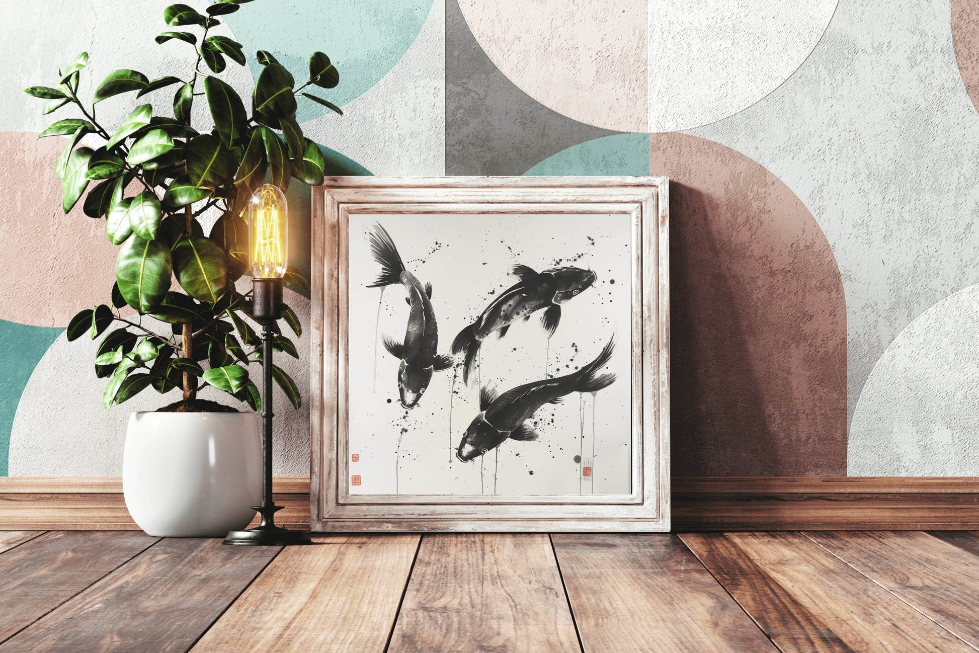 Three Koi Fish Painting Wall Art - beink online art store