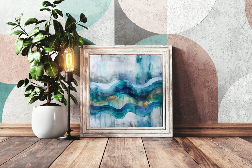 Lake with Glacier brush strokes Abstract Wall Art - beink online art store