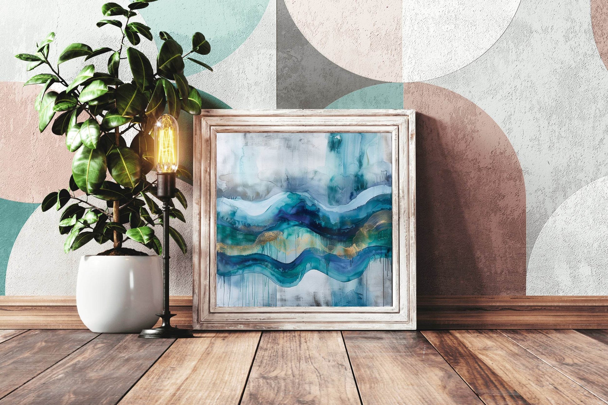 Lake with Glacier brush strokes Abstract Wall Art - beink online art store