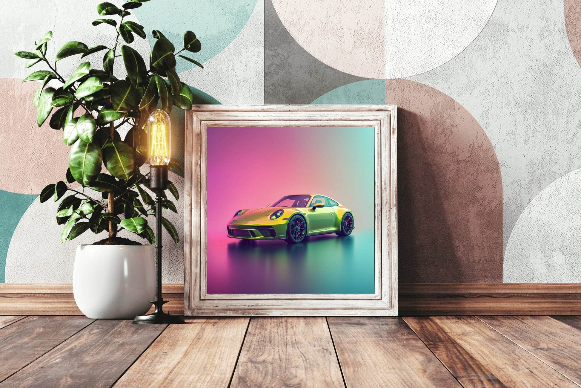 Porsche Golden Coupe Wall Art - beink online art store