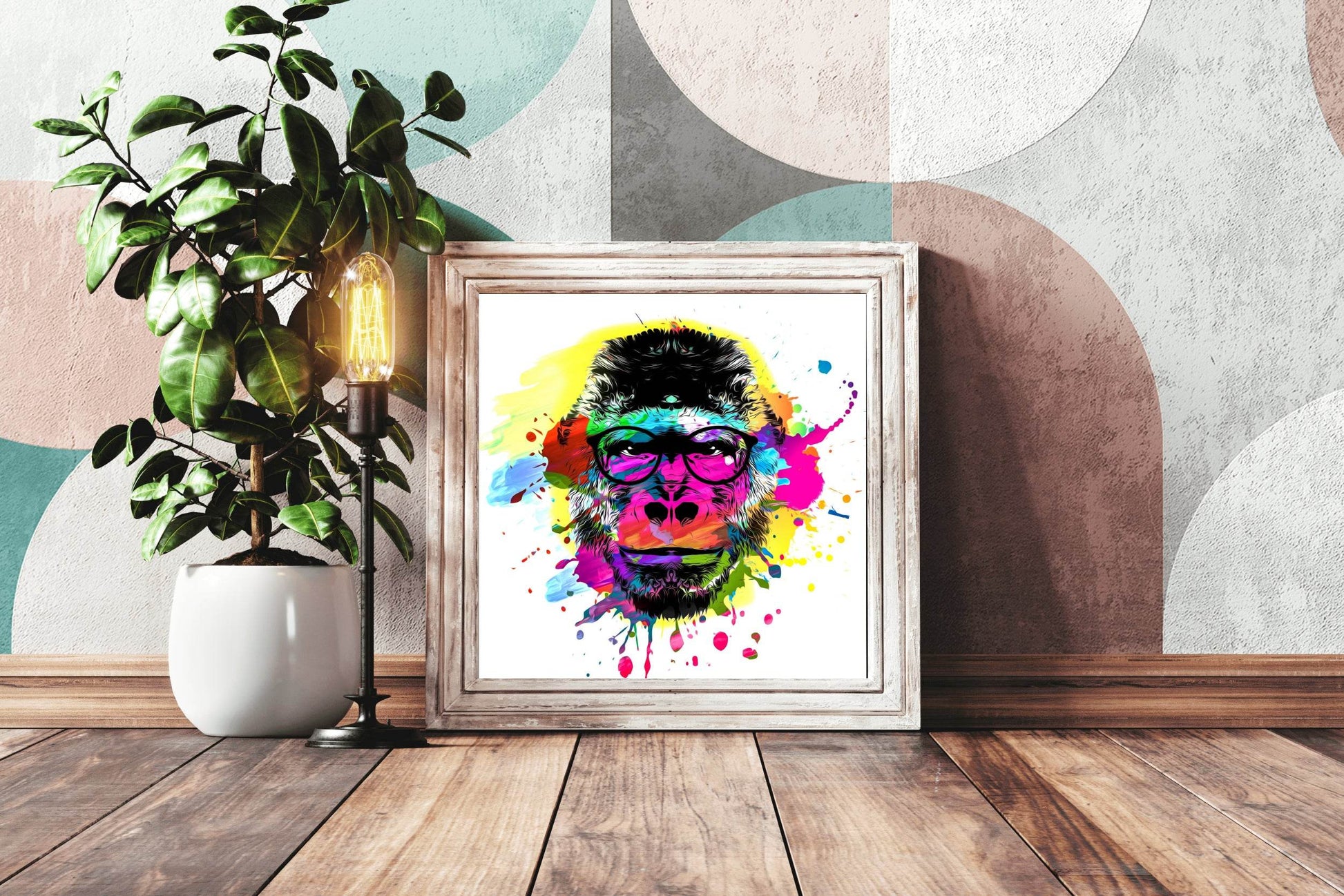 Artistic Color Monkey Muzzle in Eyeglasses - beink online art store