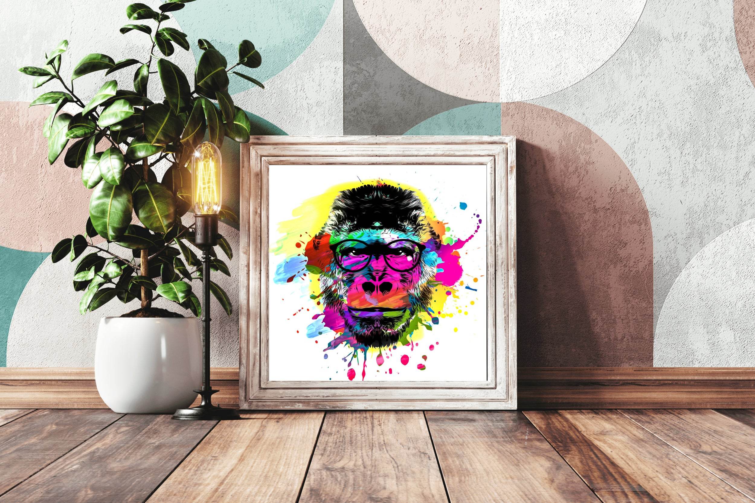 Artistic Color Monkey Muzzle in Eyeglasses - beink online art store