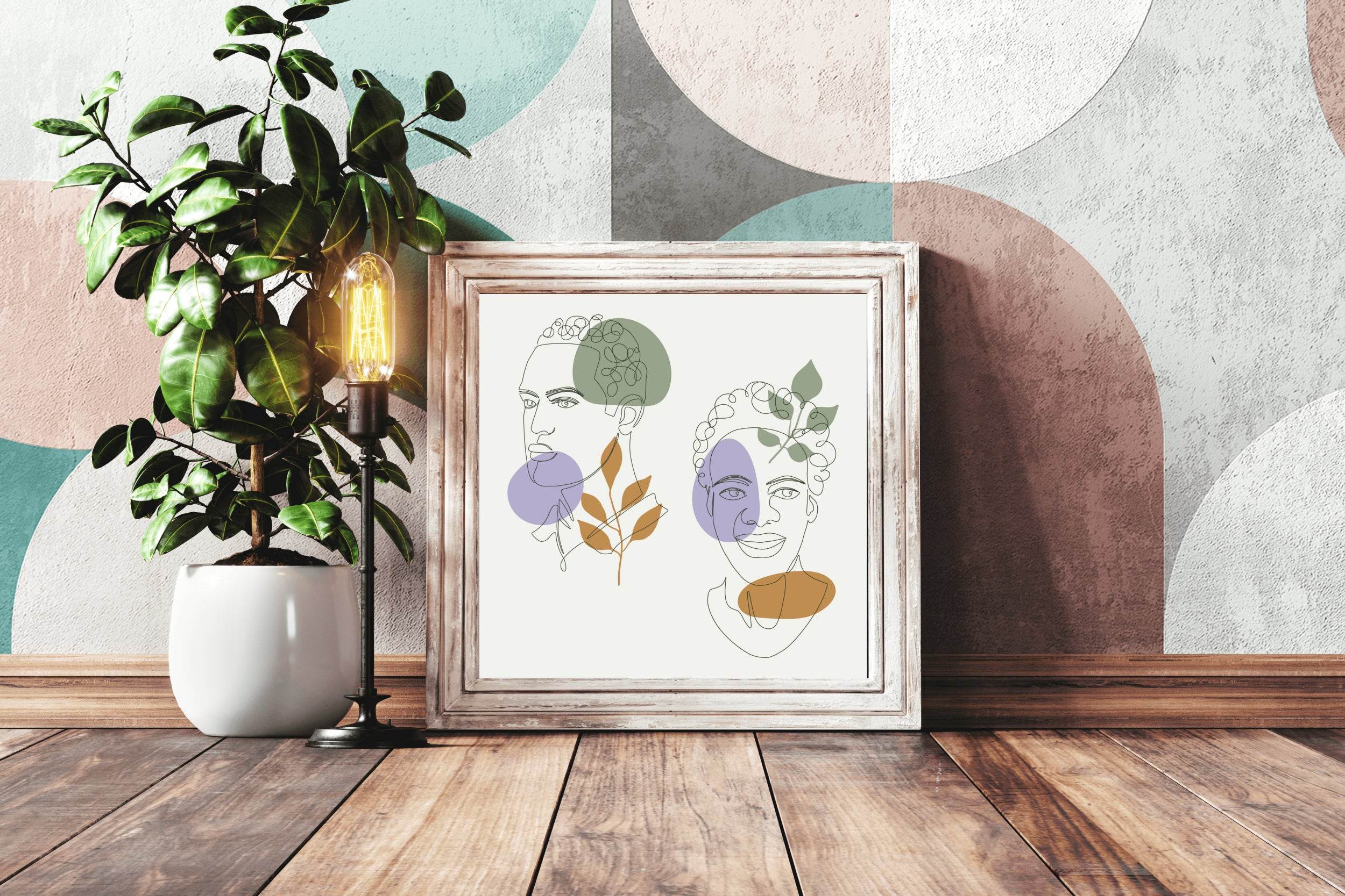 Design of Black People With Flowers Wall Art - beink online art store