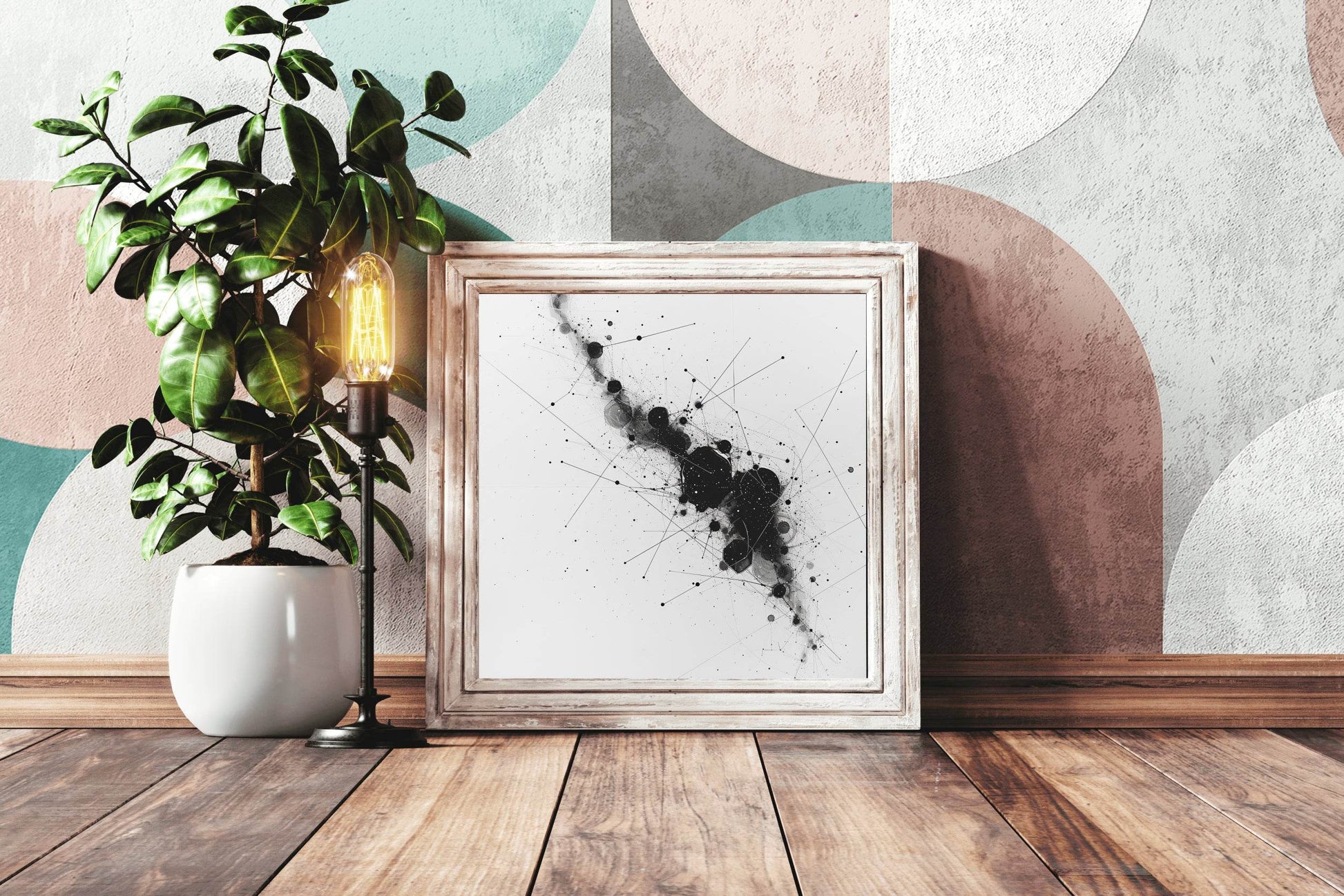 Black Geometric Nebula Modern Wall Art - beink online art store