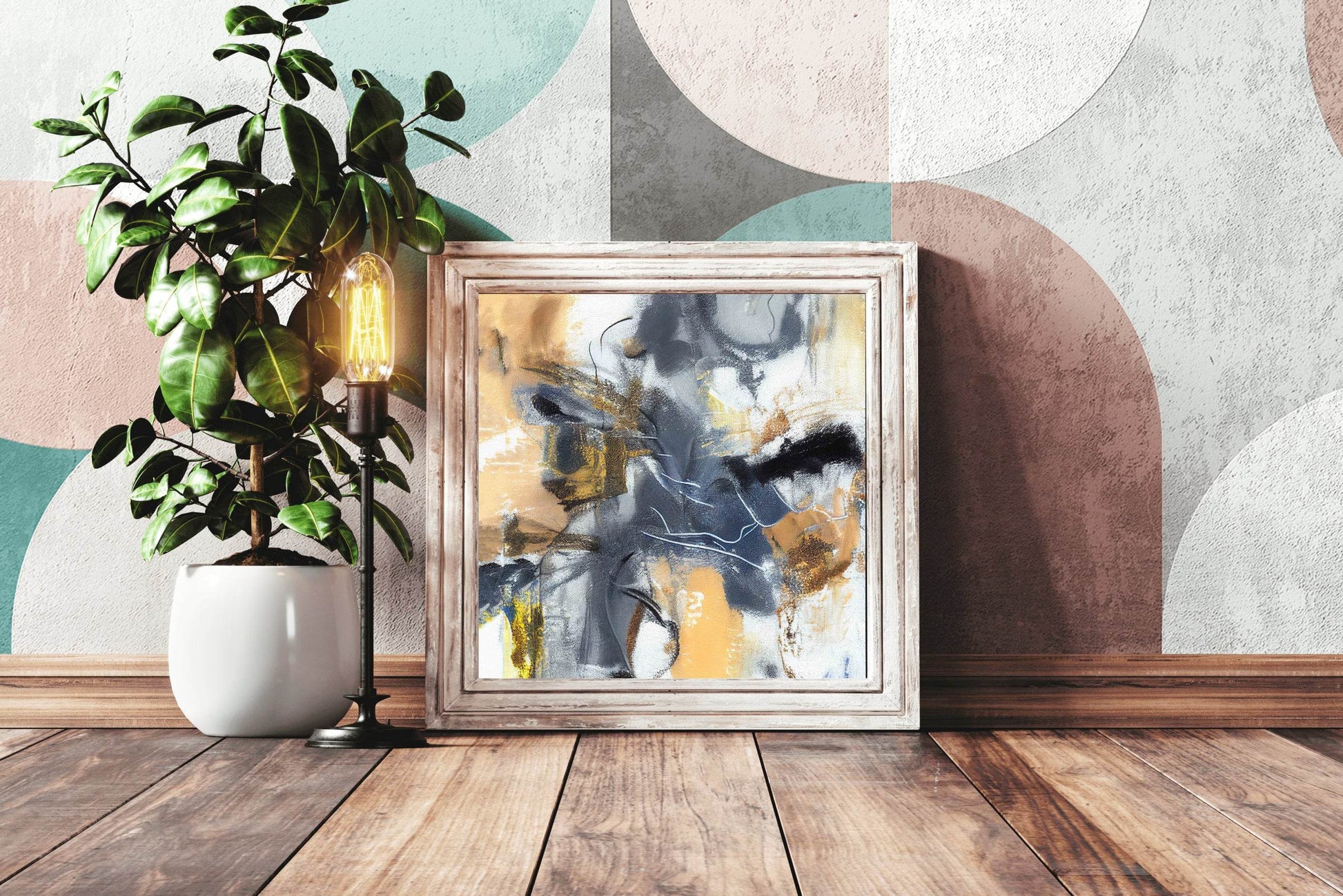 Desert View With Brush Strokes Abstract Wall Art - beink online art store