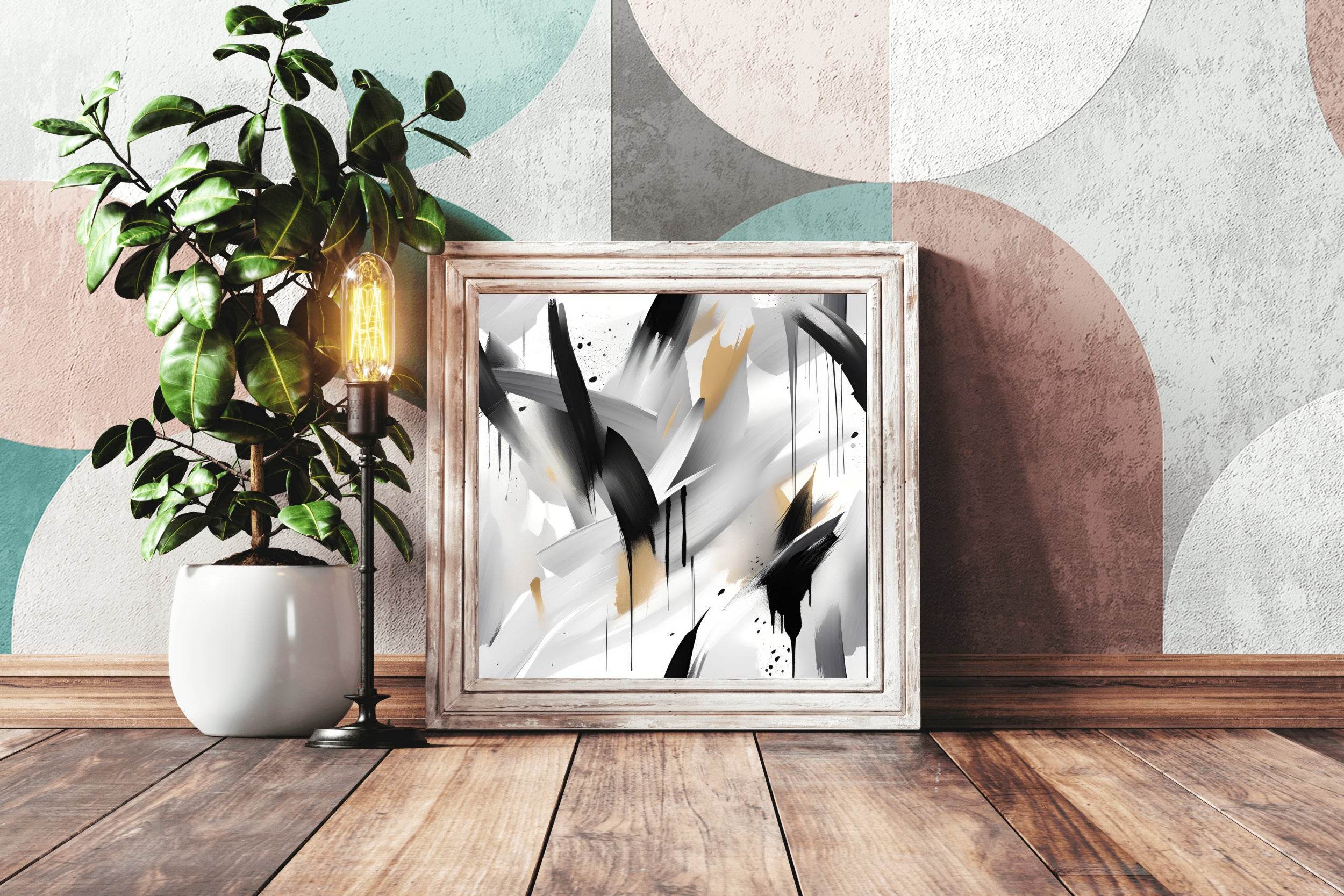 Cross Black and Grey Brush Strokes Abstract Wall Art - beink online art store