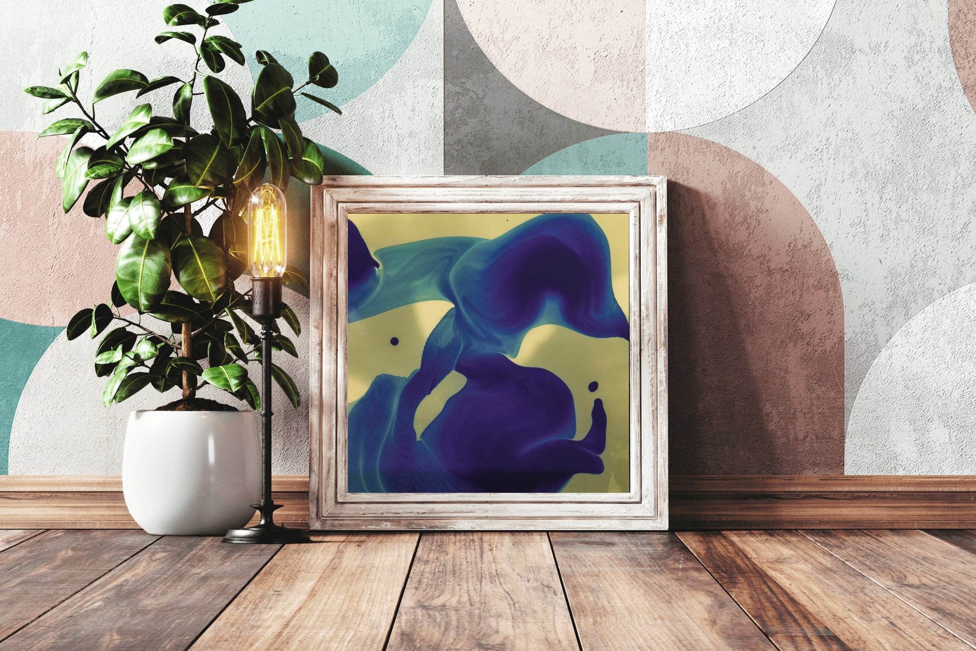 Blue Oil Paint Abstract Wall Art - beink online art store