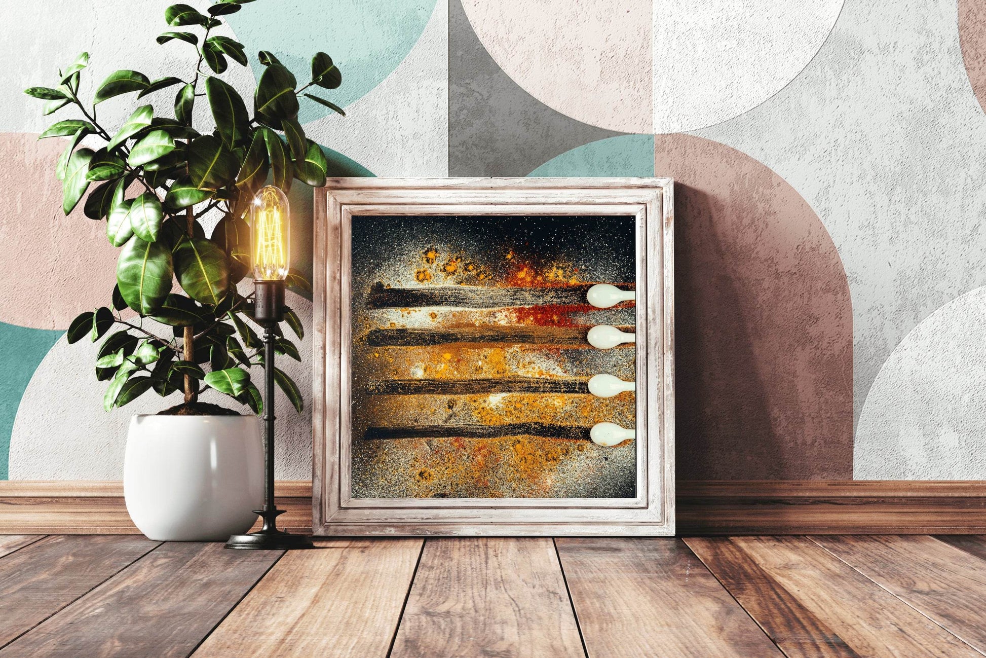 Spread Spices on Black Table Paint Abstract Wall Art - beink online art store