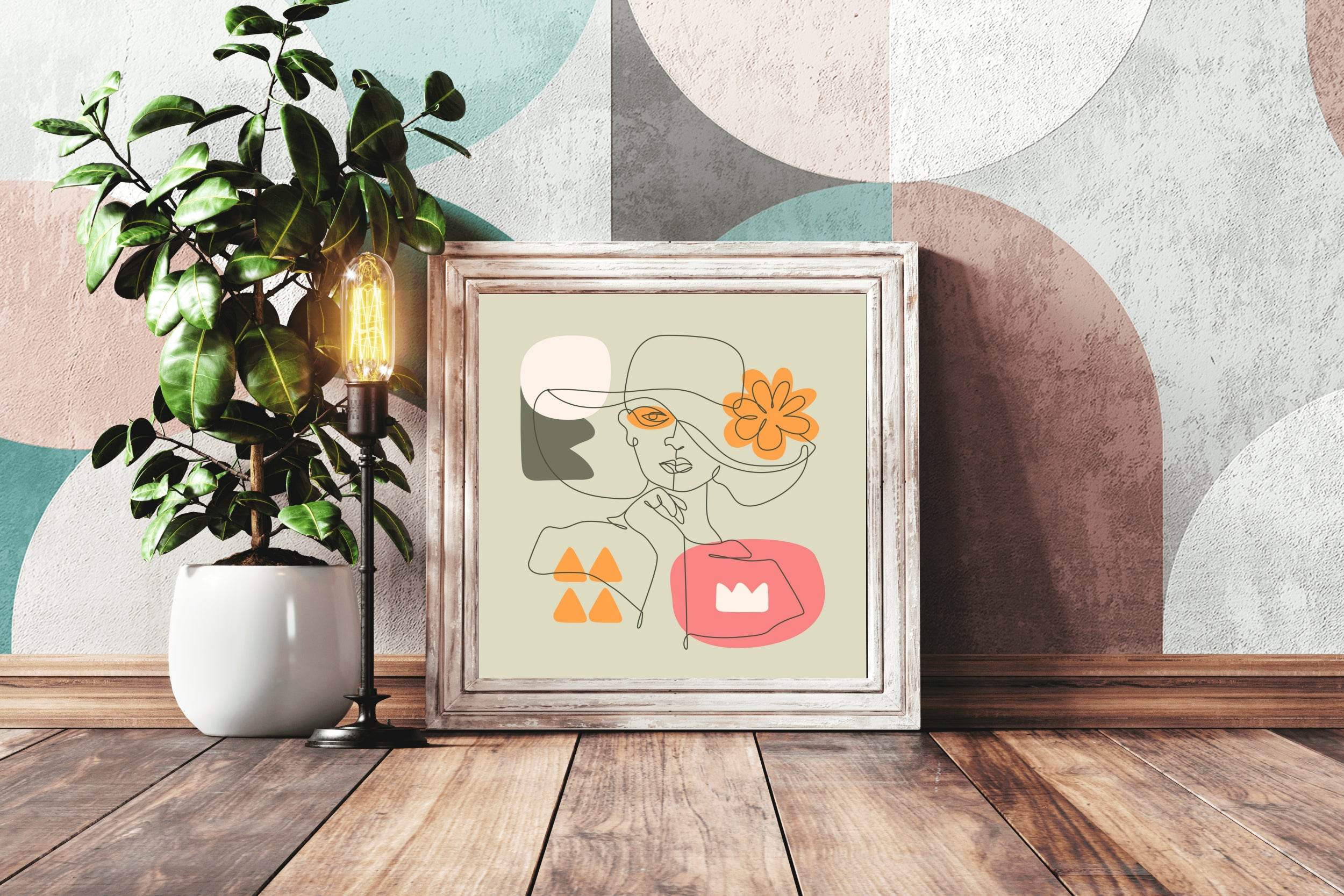 Woman With a Brimmed Hat Line Art - beink online art store