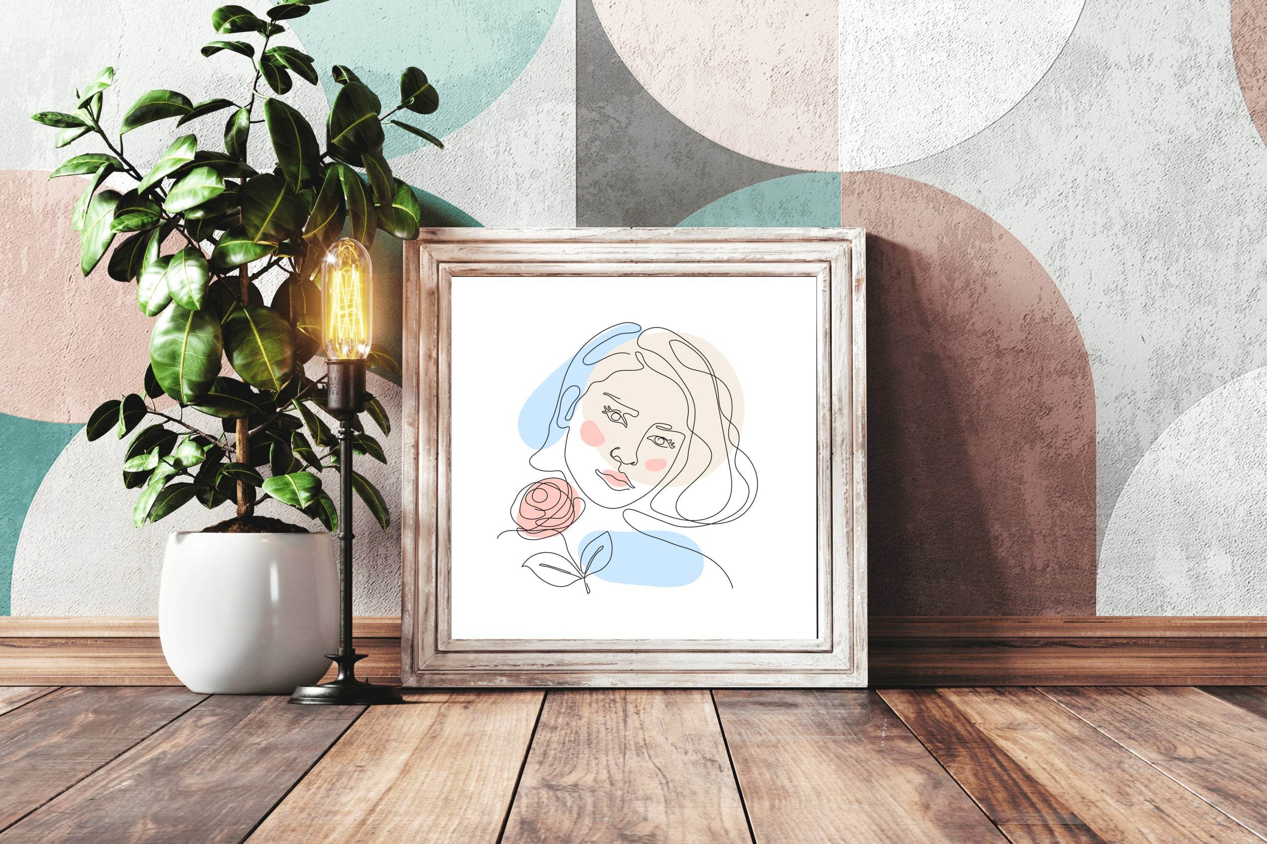 Design of a Woman With a Rose Wall Art - beink online art store