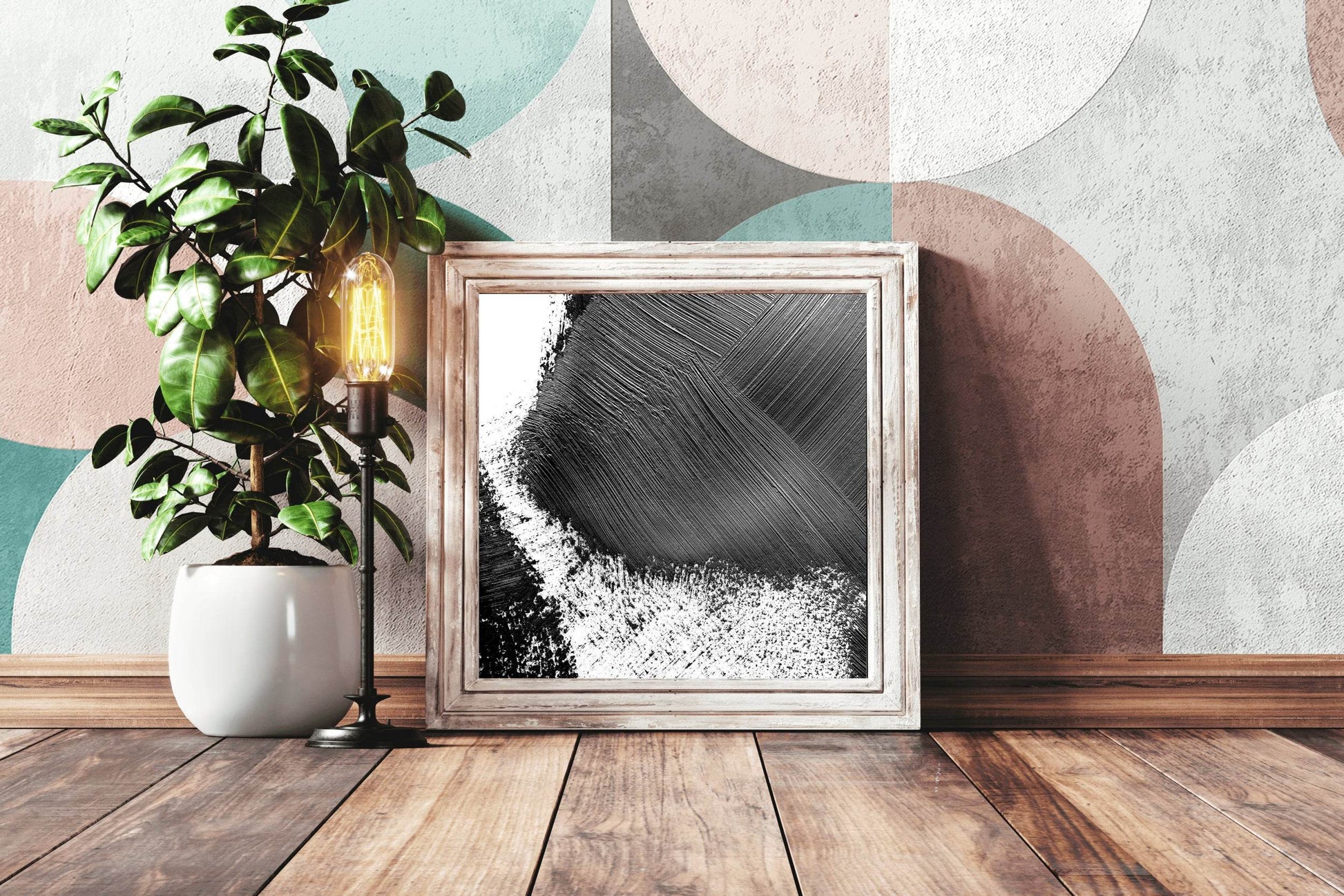 Graphite Brush Strokes Abstract Wall Art - beink online art store