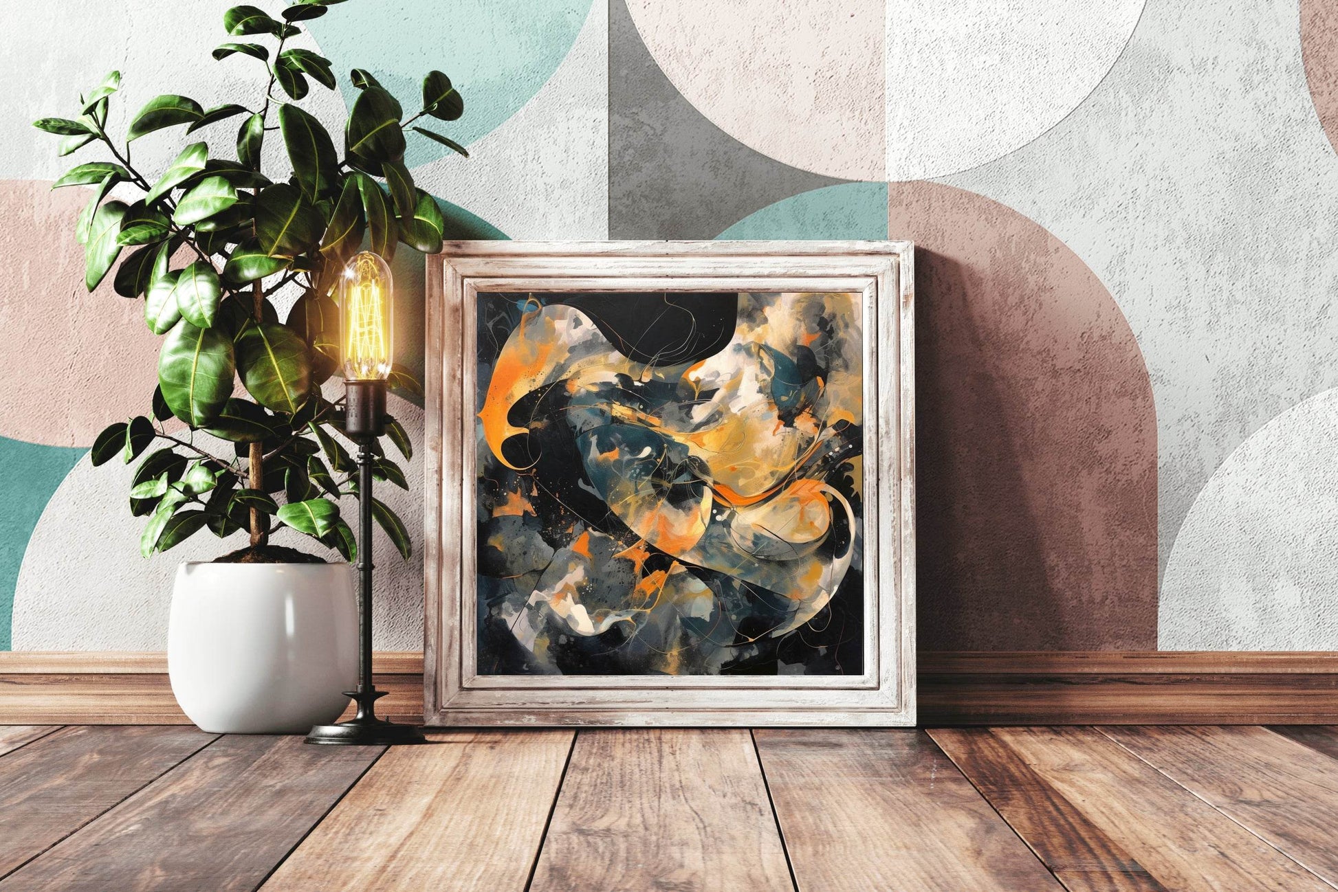 Oil Paint Wavy Brush Strokes Abstract Wall Art - beink online art store