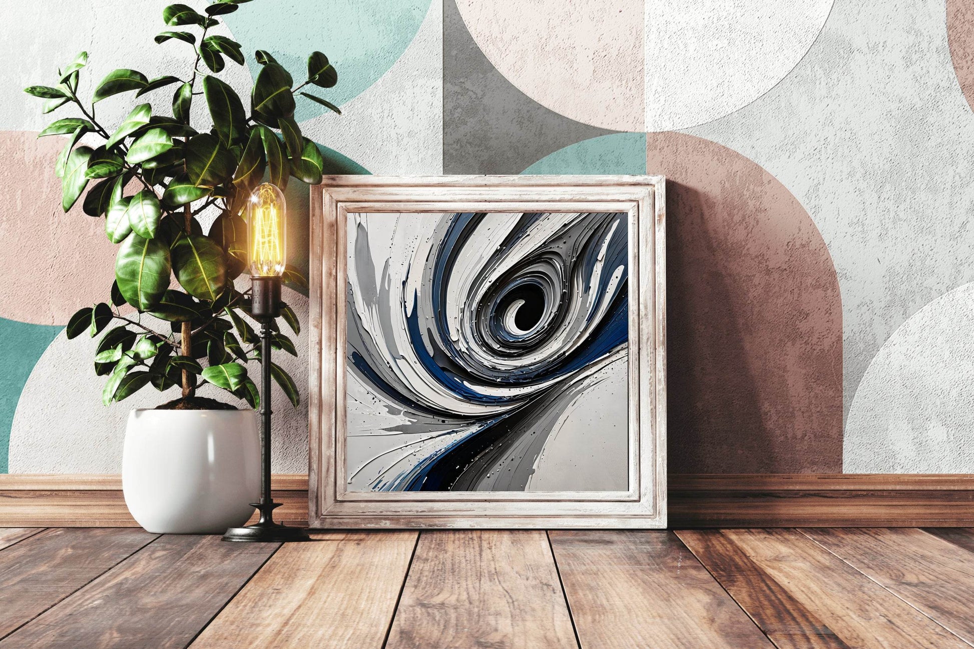 Paint of Blue and White Swirl Abstract Wall Art - beink online art store